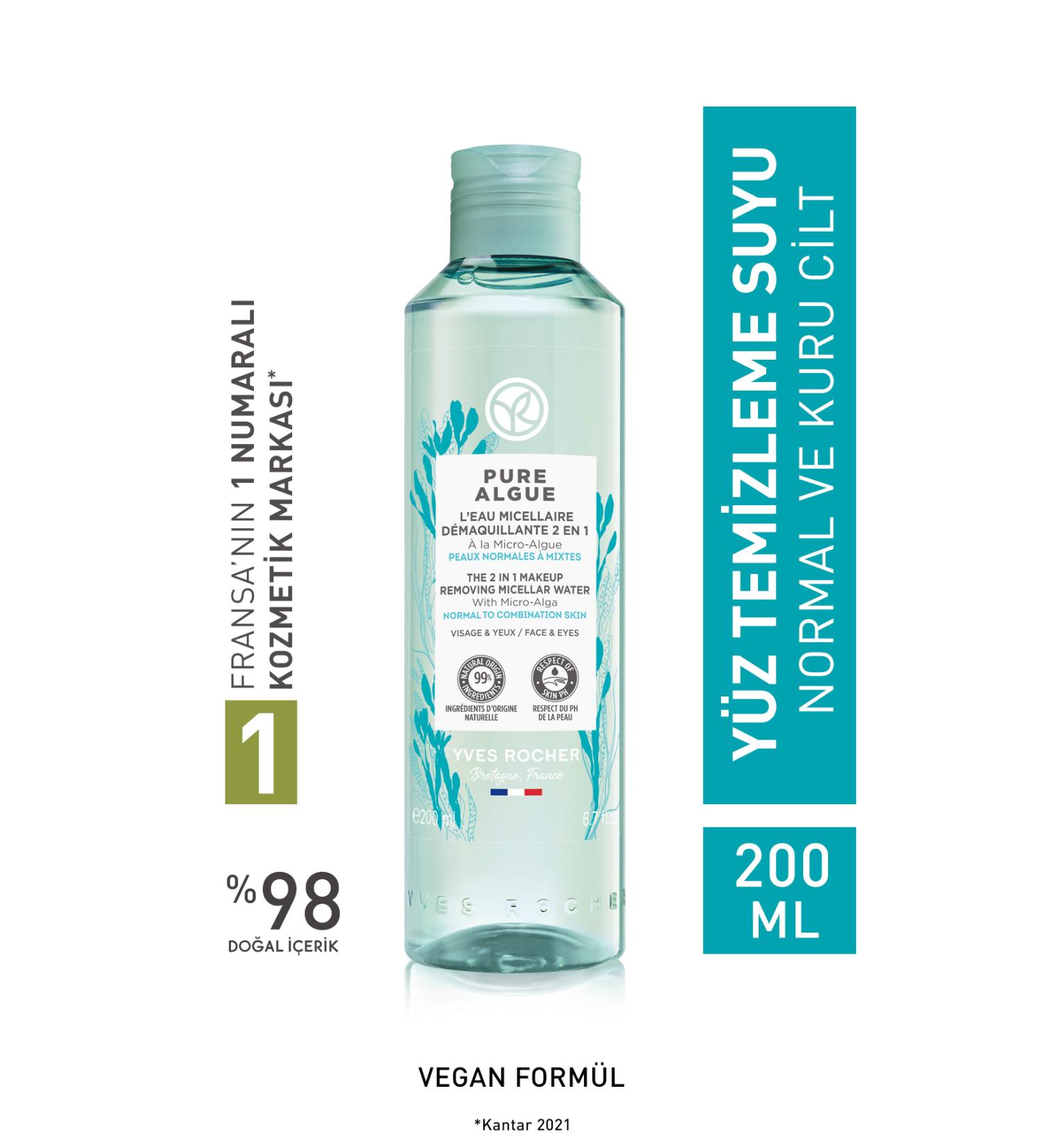 Yves Rocher Pure Algue Prebiotic Micellar Water for Normal and Dry Skin - 200 ml - Buy Online on GoSupps.com
