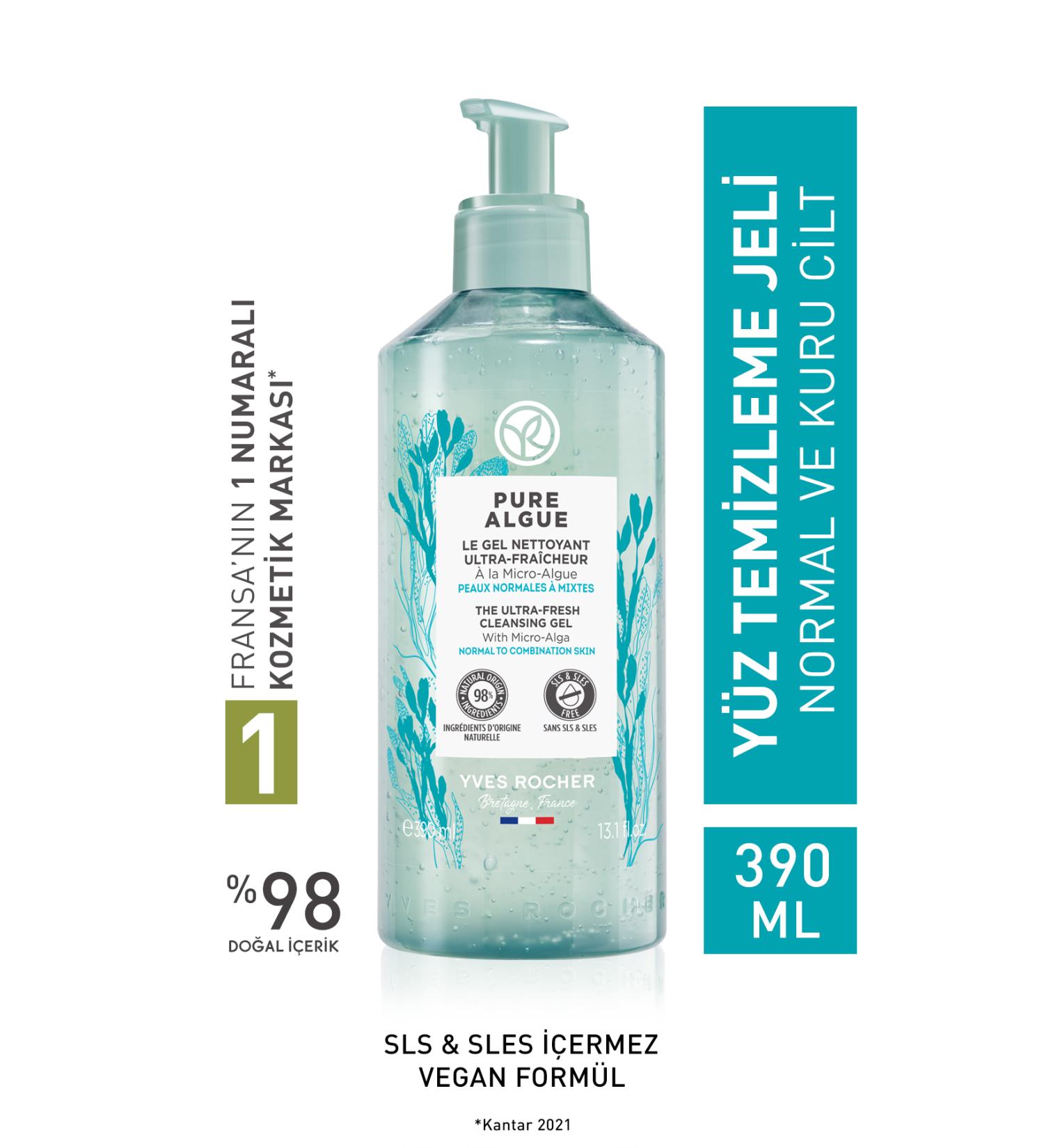 Yves Rocher Pure Algue Prebiotic Face Wash Gel for Normal and Dry Skin - 390ml - Buy Online on GoSupps.com