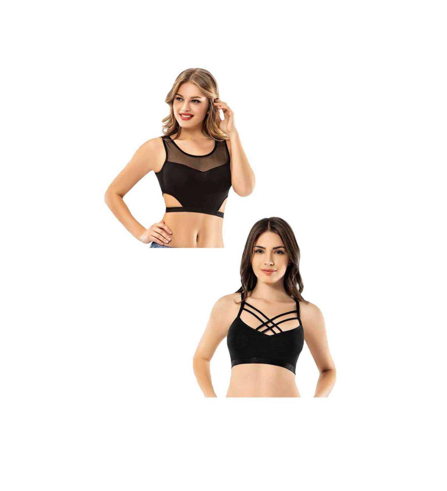 Skygo Kota 4 Piece Black Tulle Model Cross String Bustier