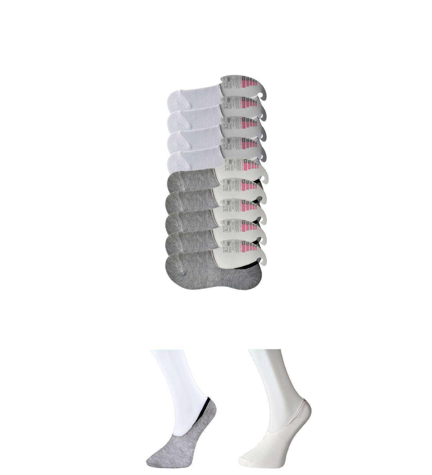 Skygo Grey and White Women's Ballerina Socks 9 pairs