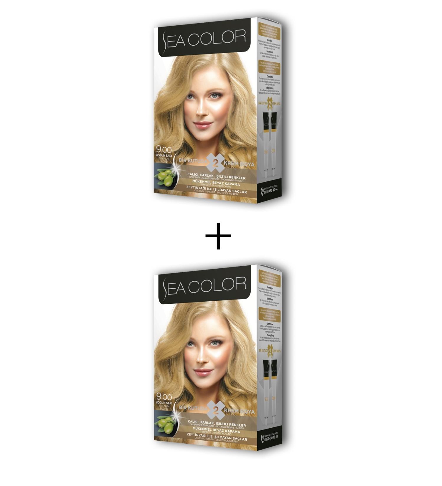 Sea Color 2x2 Tube Cream Hair Dye Set Intense Blonde No:9.00
