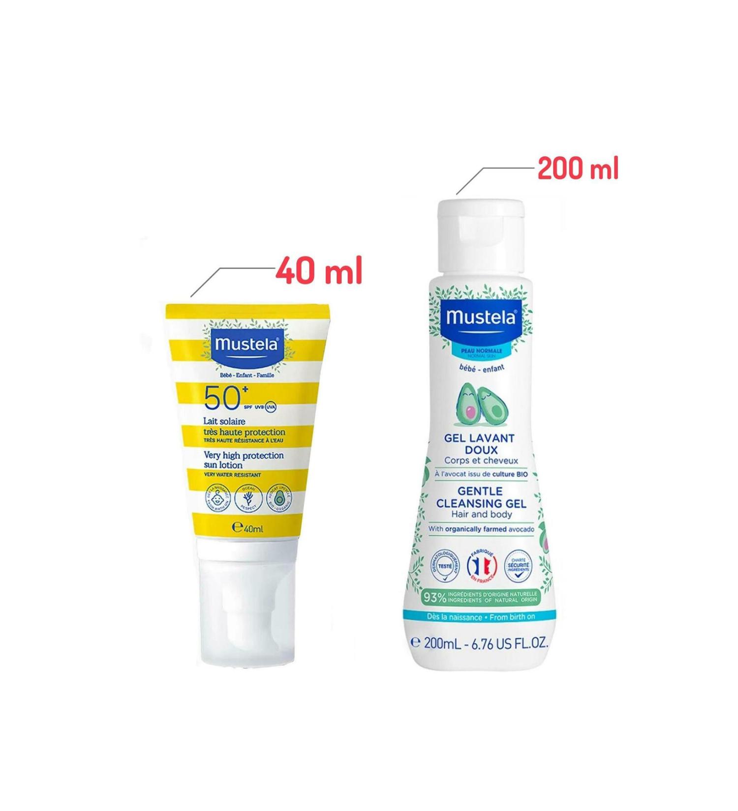 Mustela Spf 50 Sun Lotion for the Whole Family 40 ml Newborn Hair and Body Shampoo 200 ml