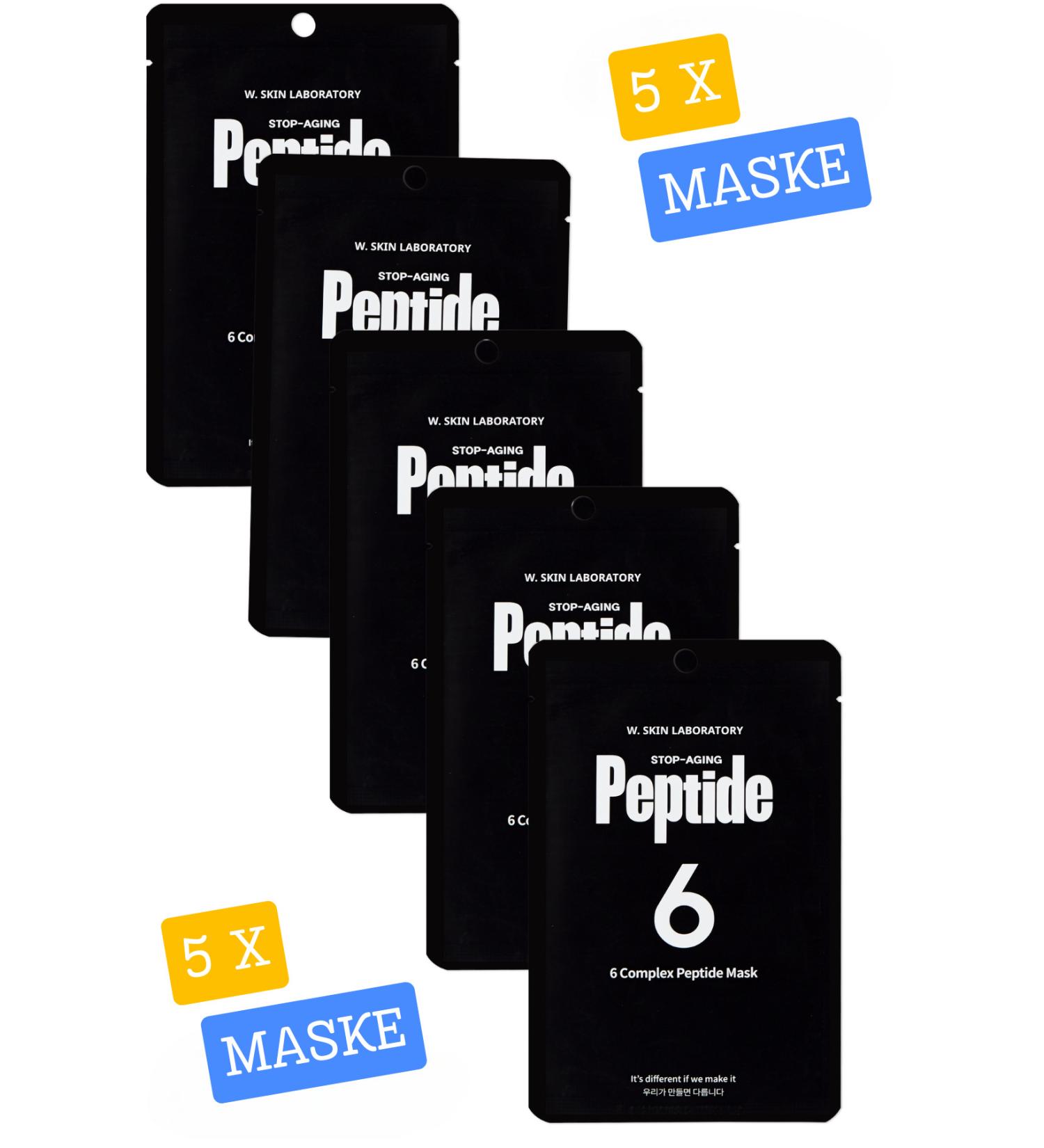 W. Skin Laboratory Stop Aging 6 Complex Peptide Mask 5 Pieces 22 ML Face Mask - Buy Online on GoSupps.com