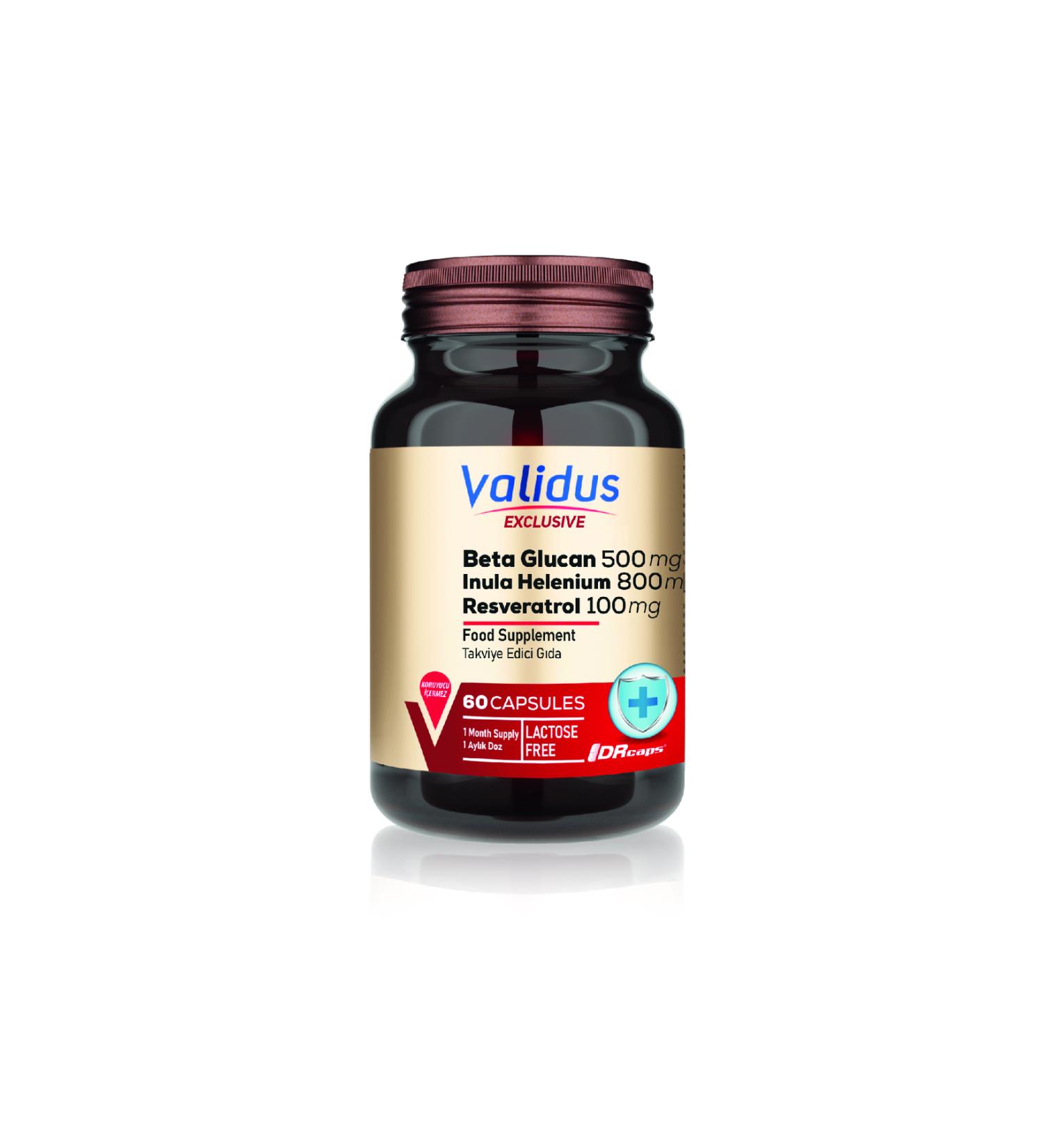 Validus Beta Glucan + Inula Helenium + Resveratrol 60 Capsules 500 mg (Drcaps) - Buy Online on GoSupps.com