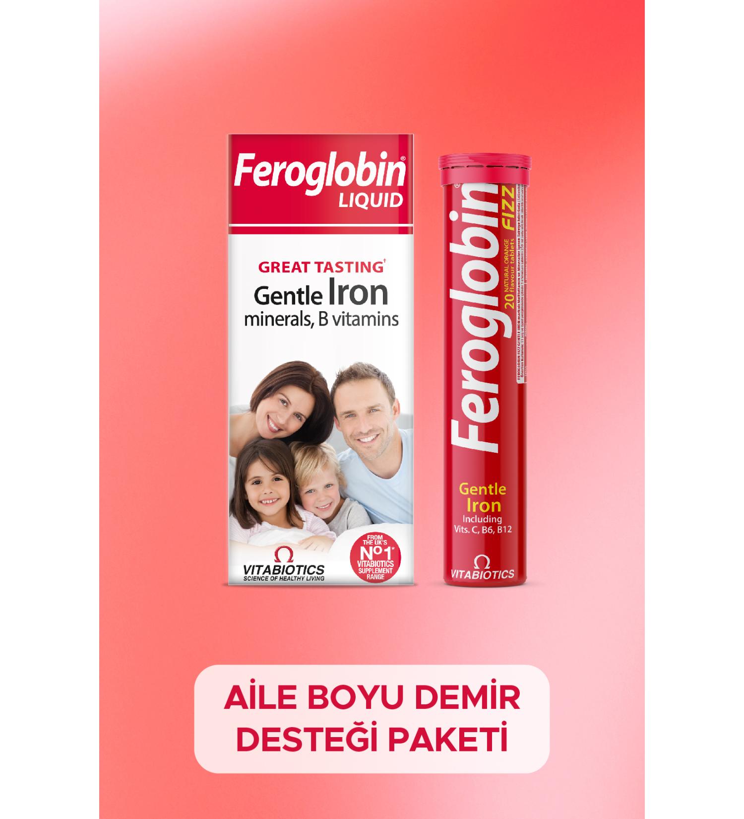 Vitabiotics Feroglobin Liquid + Feroglobin Fizz Iron and Energy Supplement