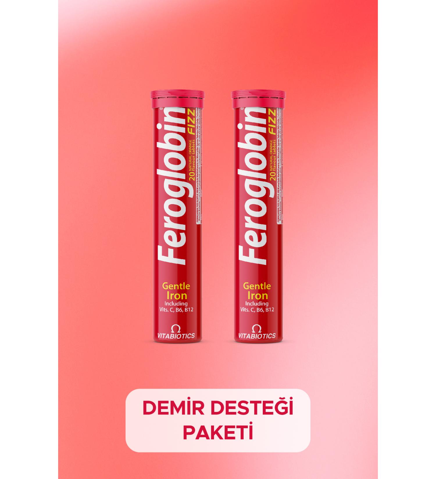 Vitabiotics Feroglobin F zz Iron (Gentle Iron) Vitamin C Folic Acid Zinc Copper Containing 2-Pack Advantage Package