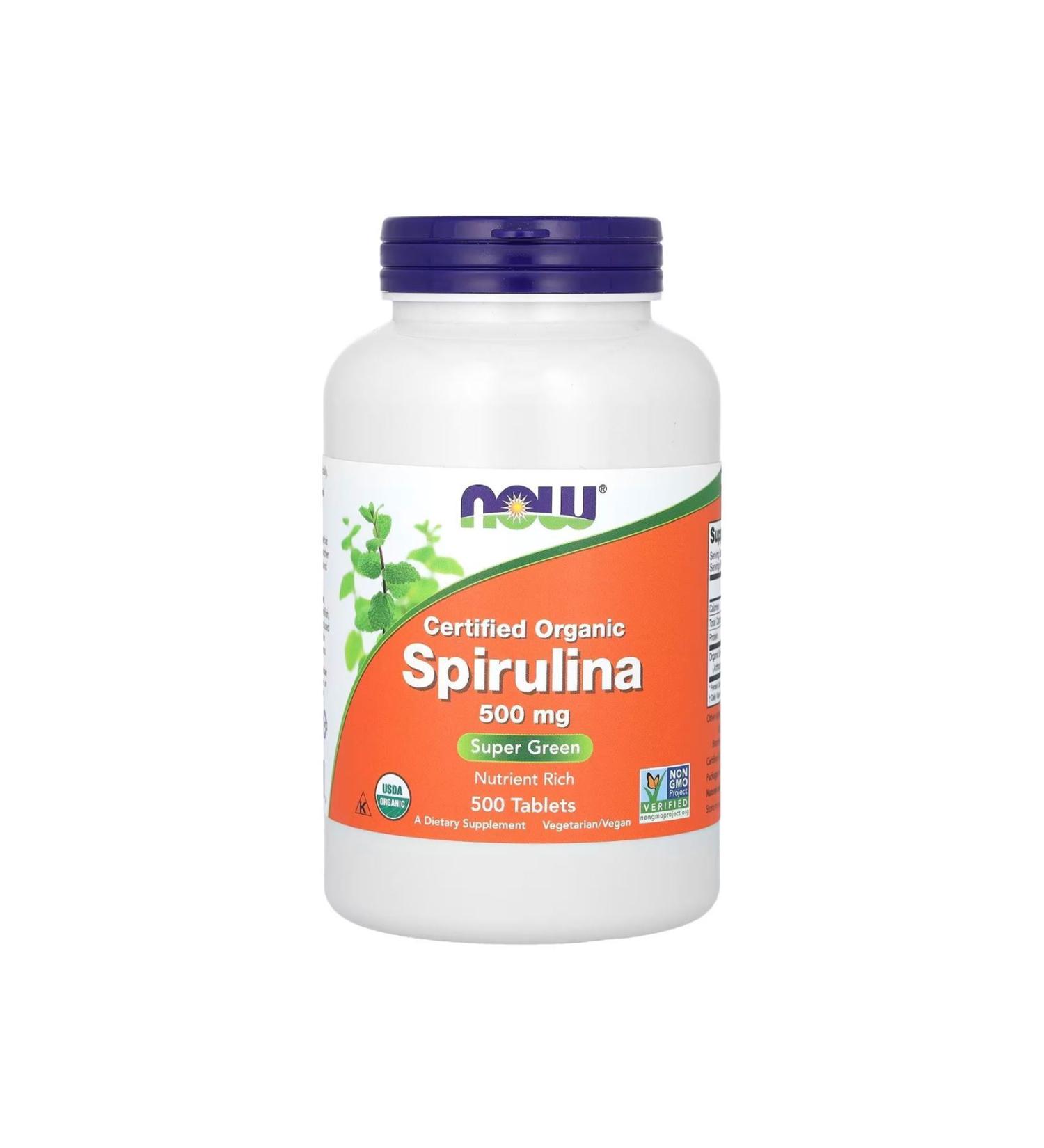 Now Foods Certified Ornagic Spirulina 500 Mg 200 Tablets