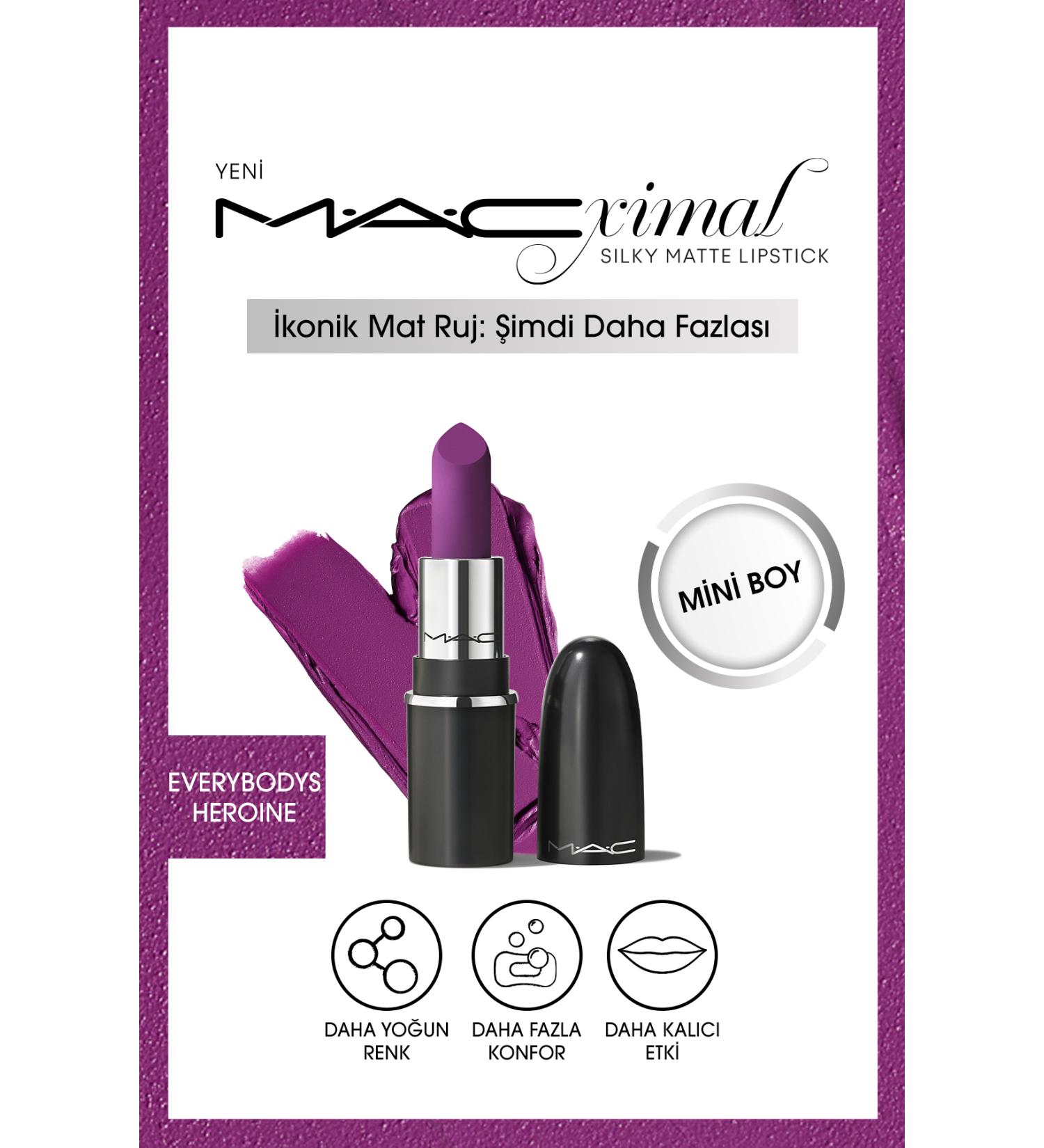 Mac PERMANENT MINI MATTE LIPSTICK-EVERYBODY'S HEROINE PASS .3394 PROVIDING CARE AND COMFORT WITH ITS SILKY TEXTURE