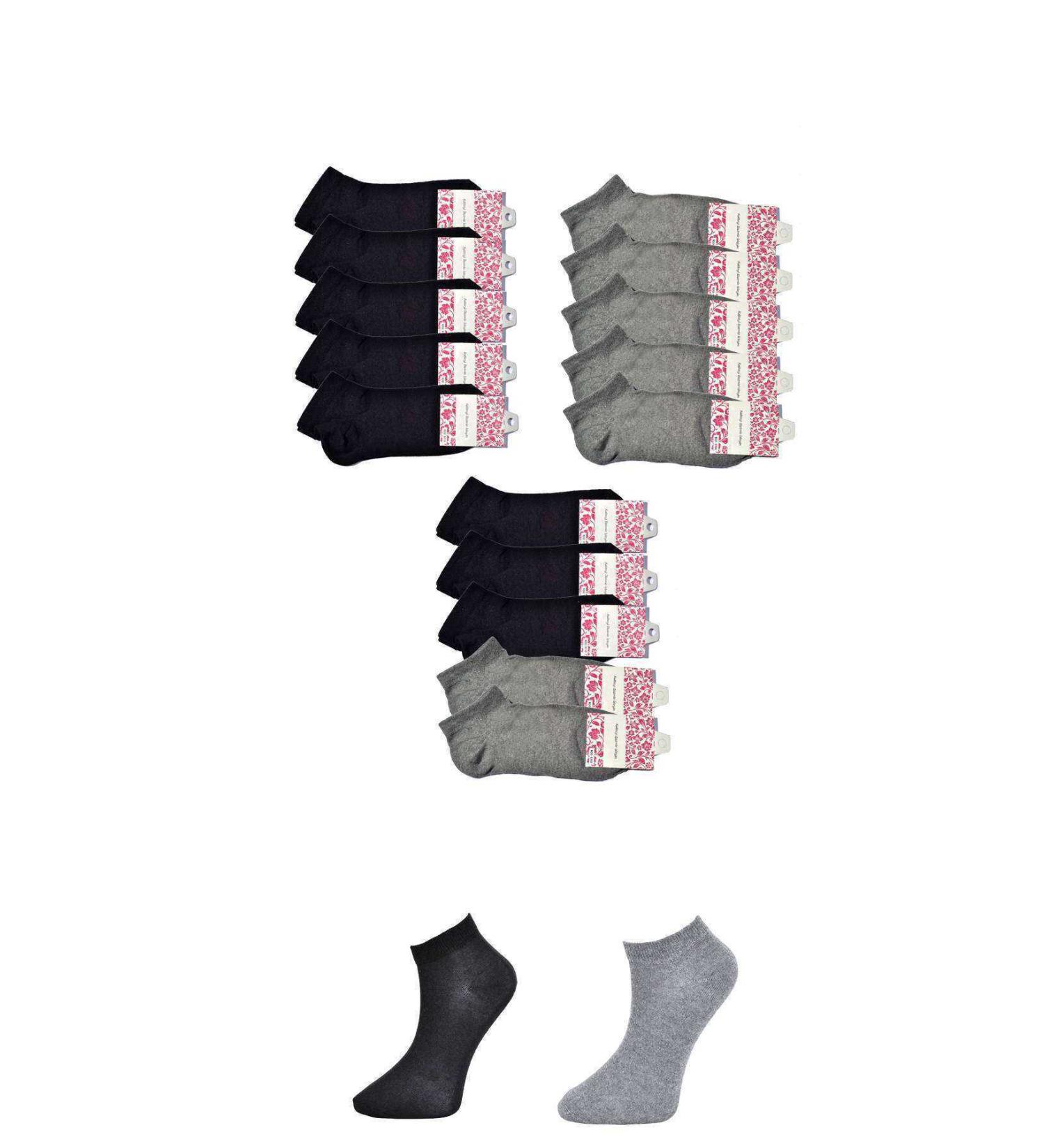 Skygo Black and Grey Women's Ankle Socks 15 pairs