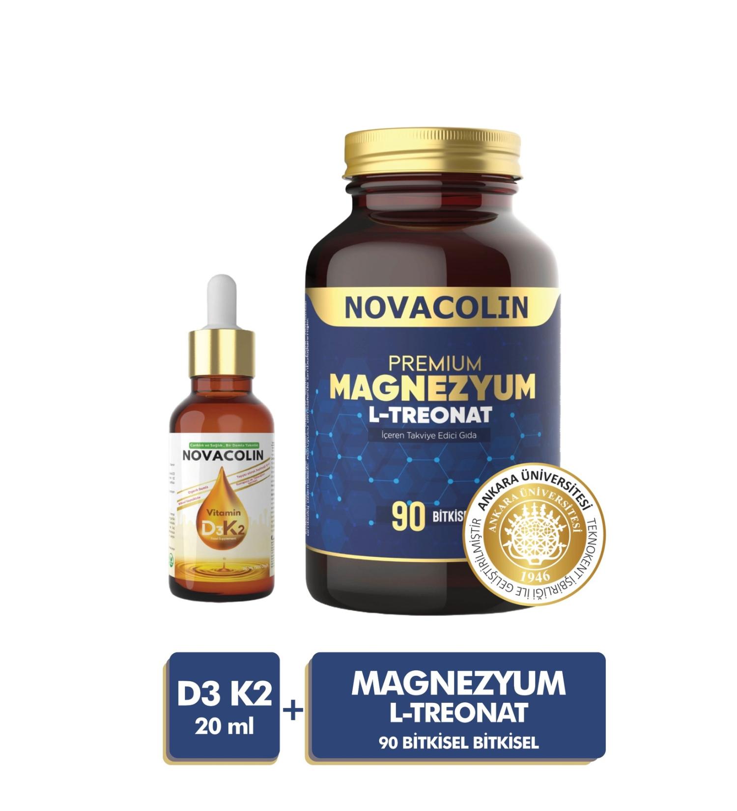 NOVACOLIN Magnesium 90 Capsules & Vitamin D3K2 20 ML Drops