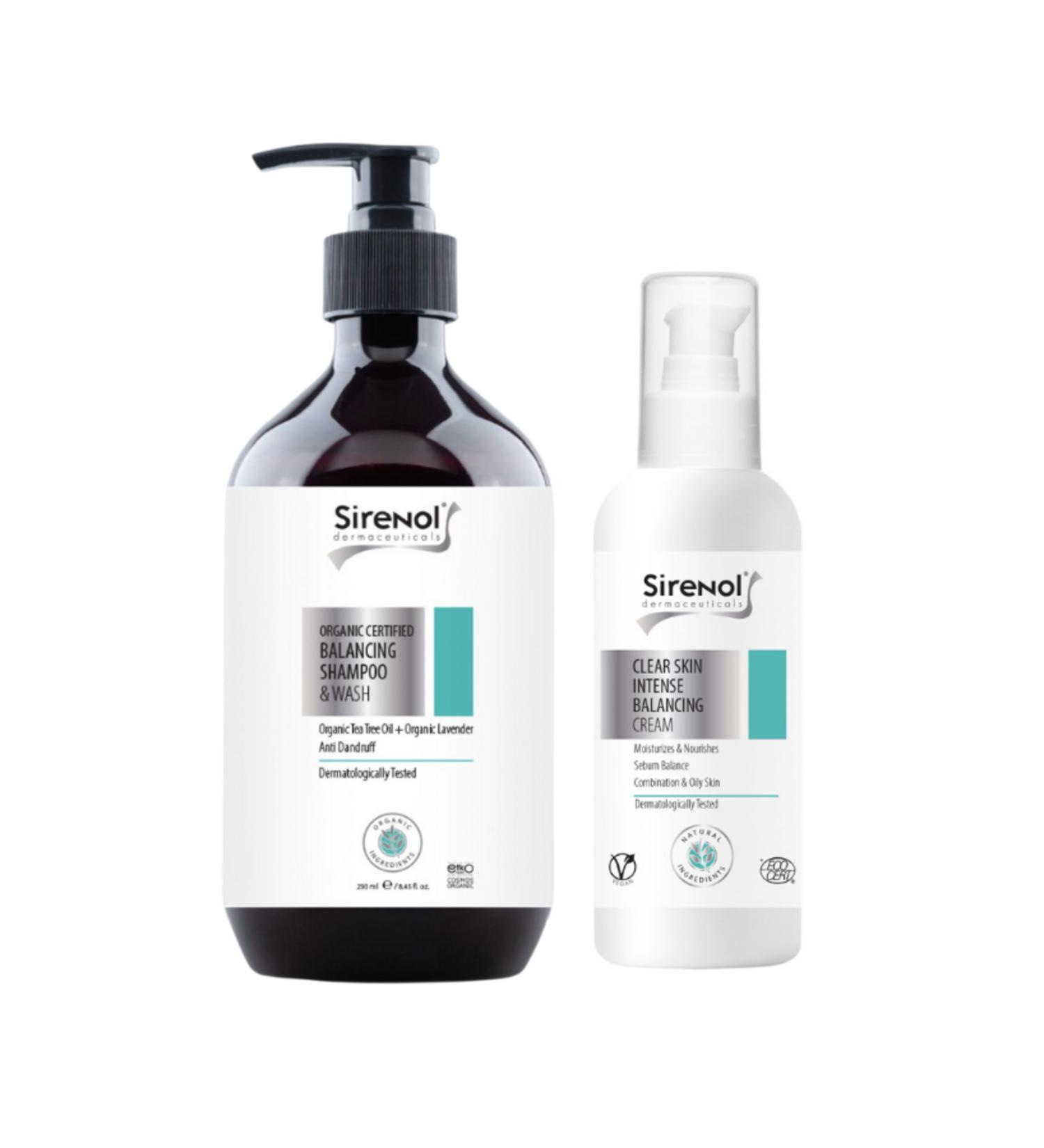 Sirenol Organic Balancing Cream and Shampoo Set