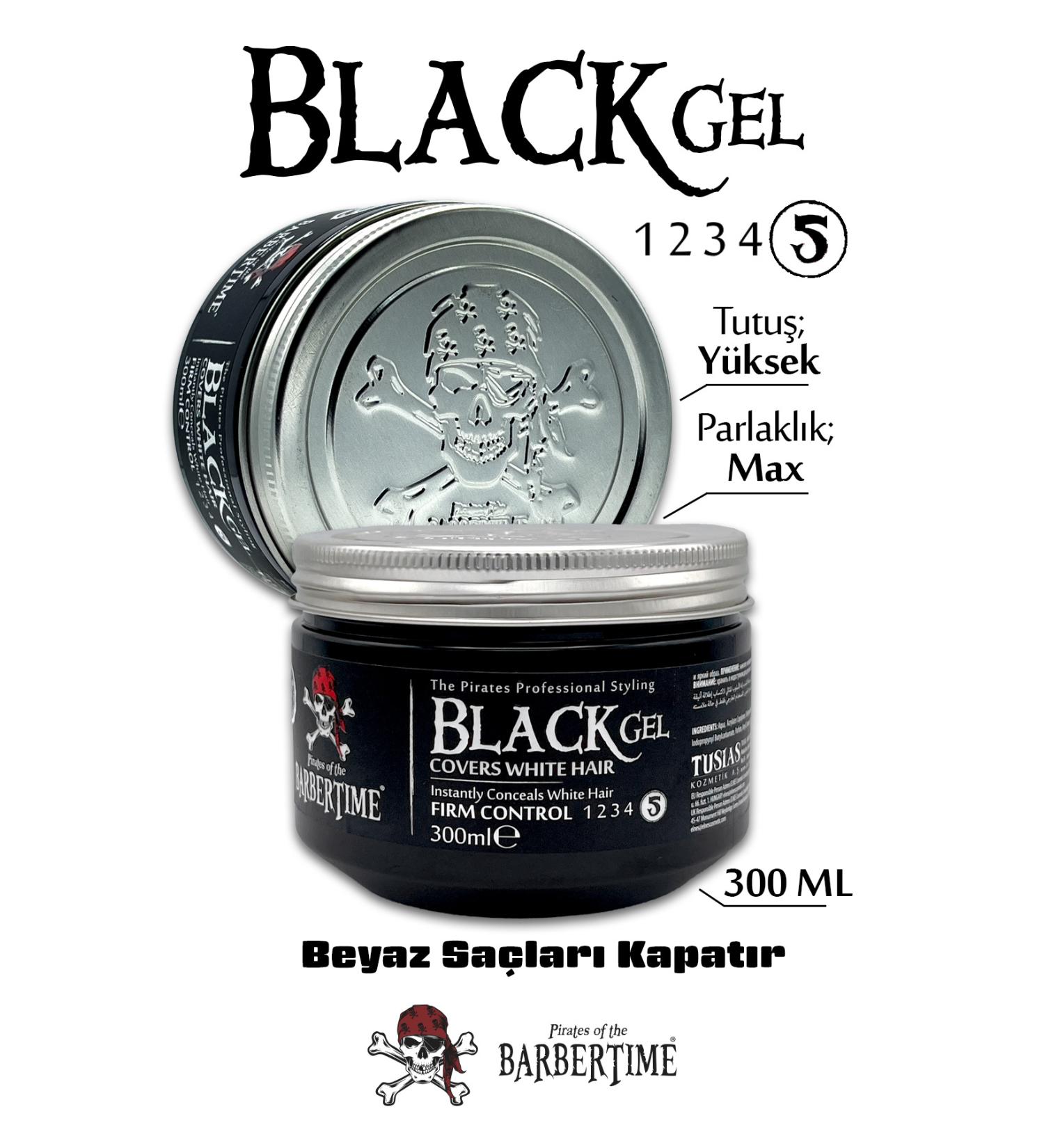 Barbertime Hair Gel Black - Black Hair Gel - Covers White Hair 300 ml - Buy Online on GoSupps.com