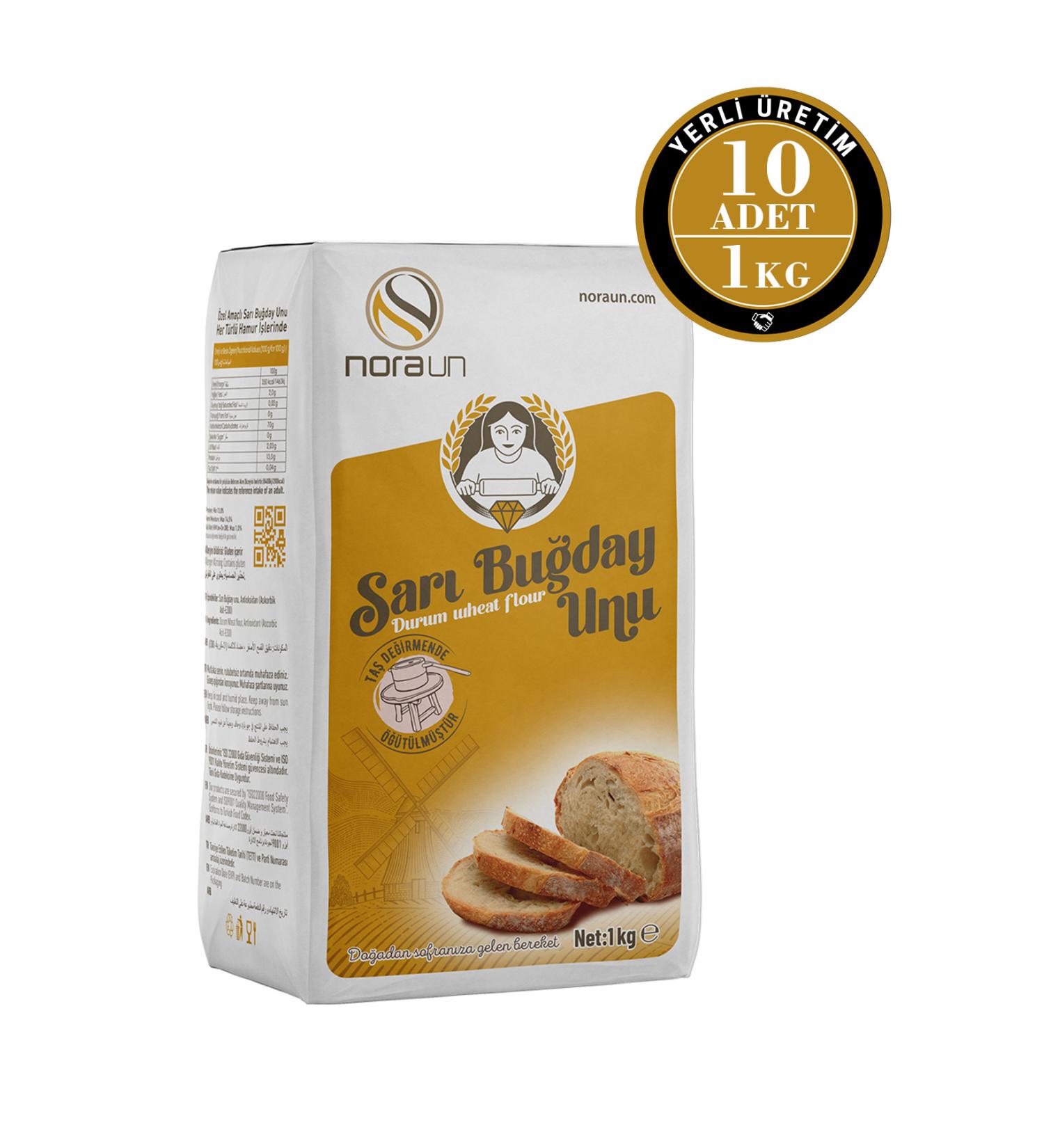 NORA FLOUR Yellow Wheat Flour Durum Wheat 1 kg 10 Pieces Vegan
