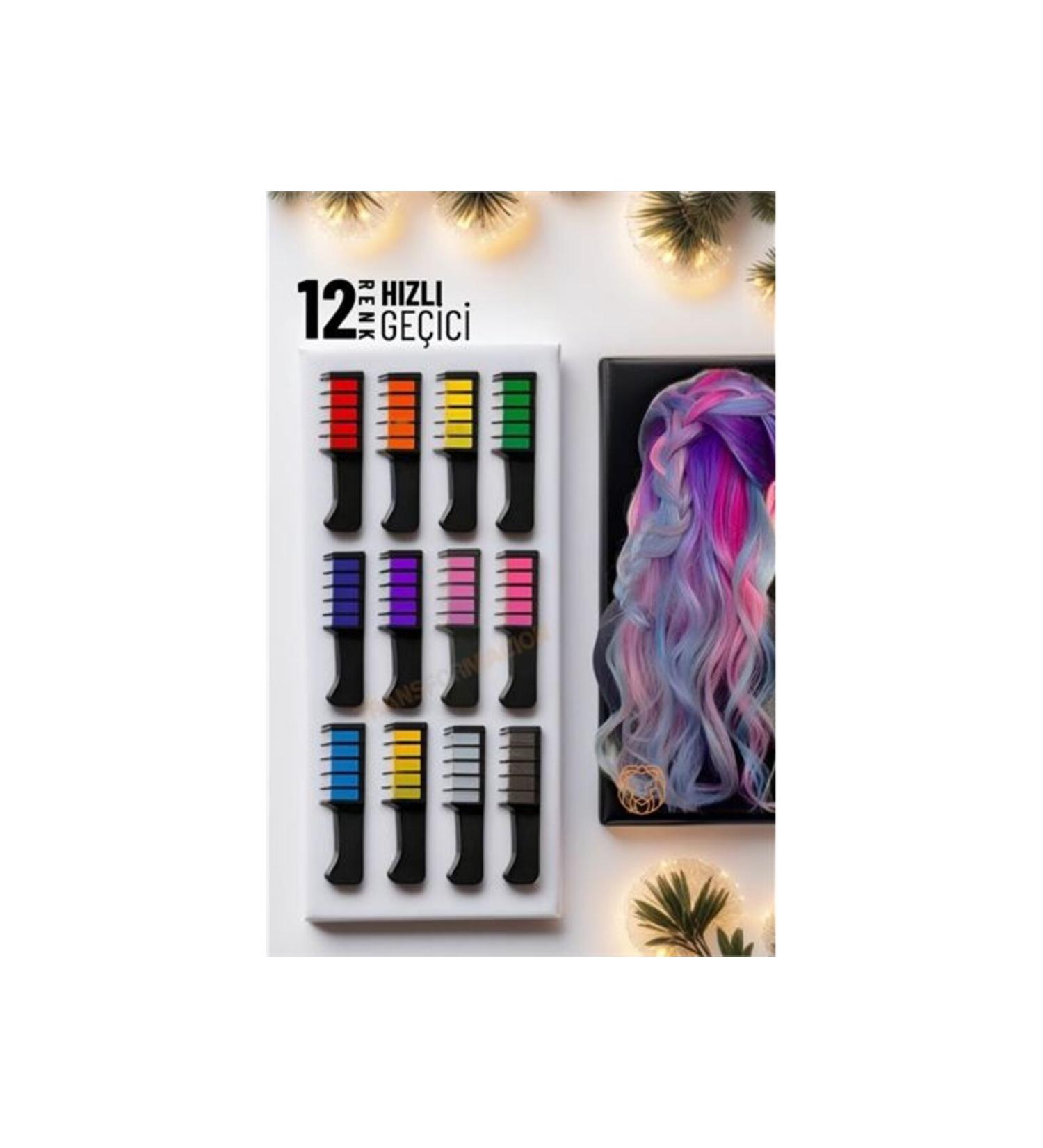 12 Colors Fast Hair Coloring Chalk Temporary - ISL8588-9614