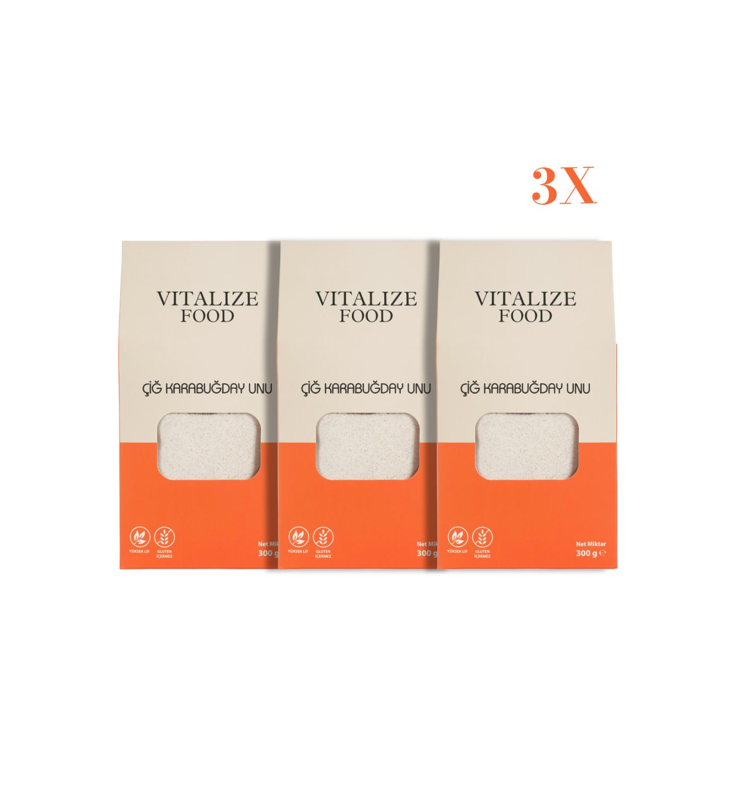 Vitalize Food Gluten Free Raw Buckwheat Flour 300 Gr 3 Pieces (900 Gr)