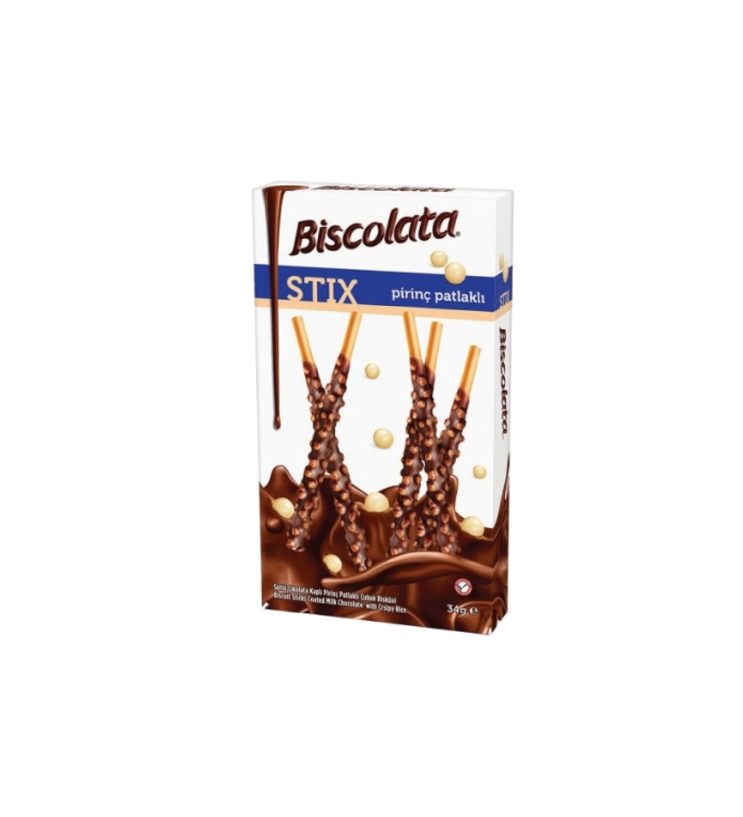 len Biscolata Stix with Rice Crisps 34 Gr. (12 PIECES)
