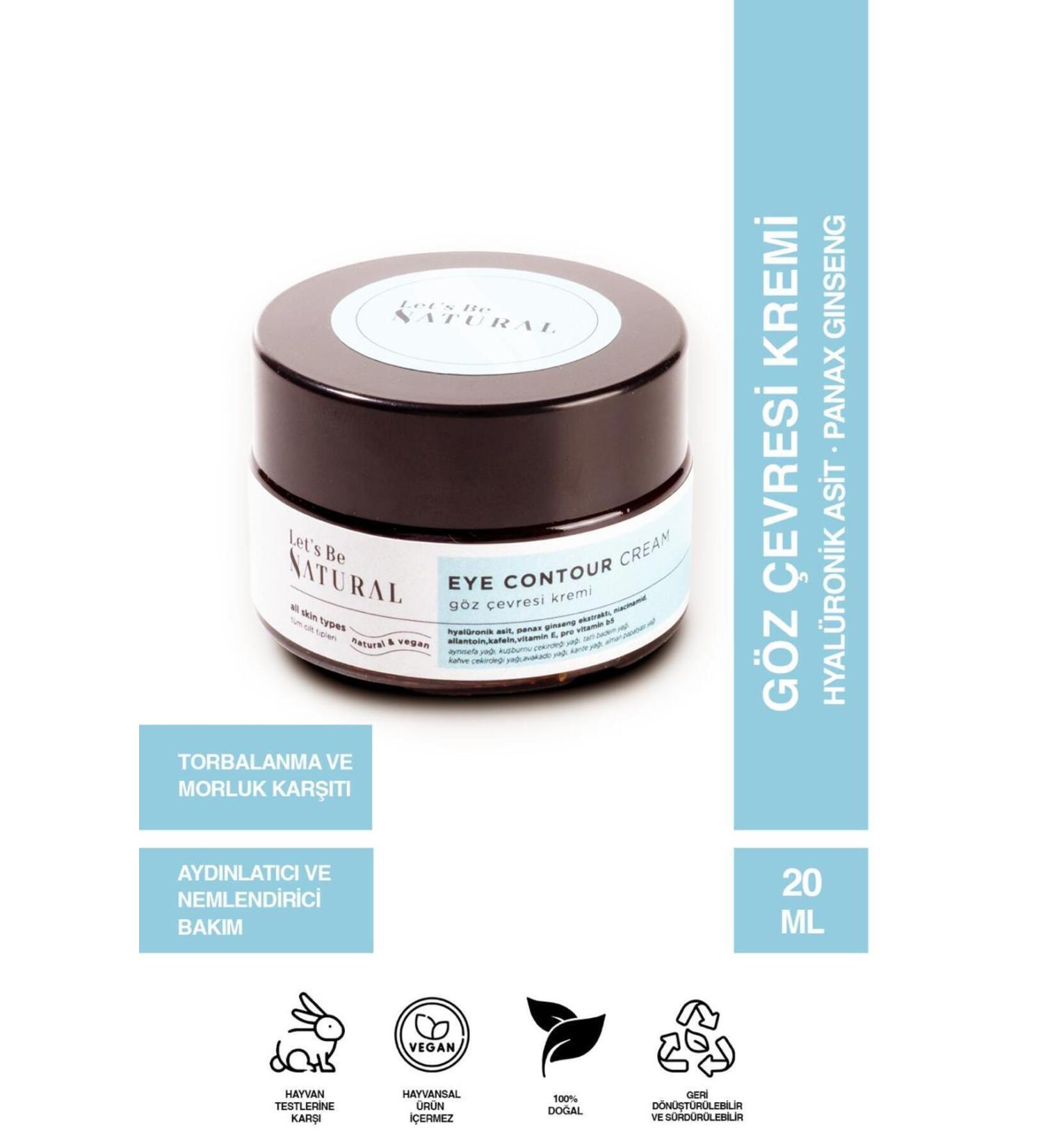 Lets be natural EYE CONTOUR CREAM Anti-Aging and Anti-Wrinkle Natural Under Eye Cream - Buy Online on GoSupps.com
