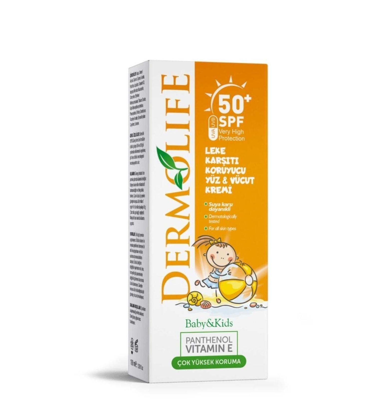 Dermolife Baby & Kids Anti-Stain Protective Face and Body Sun Cream Spf 50 100 ml