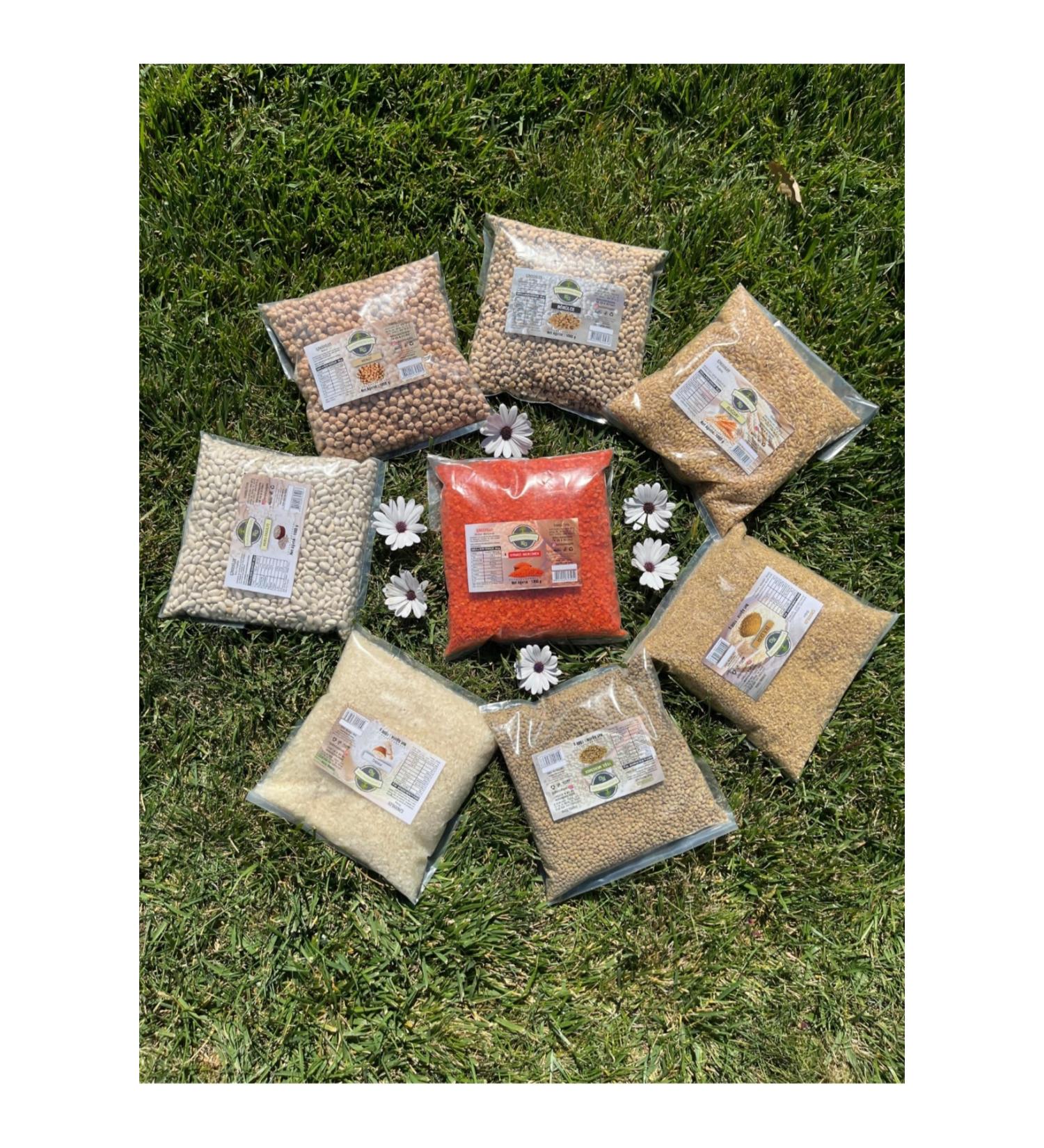 Kg Dried Food Advantageous Legumes Package (RICE CHICKPEAS WHEAT RED BEANS BLACK-EYE PEAS GREEN AND RED LENTILS)