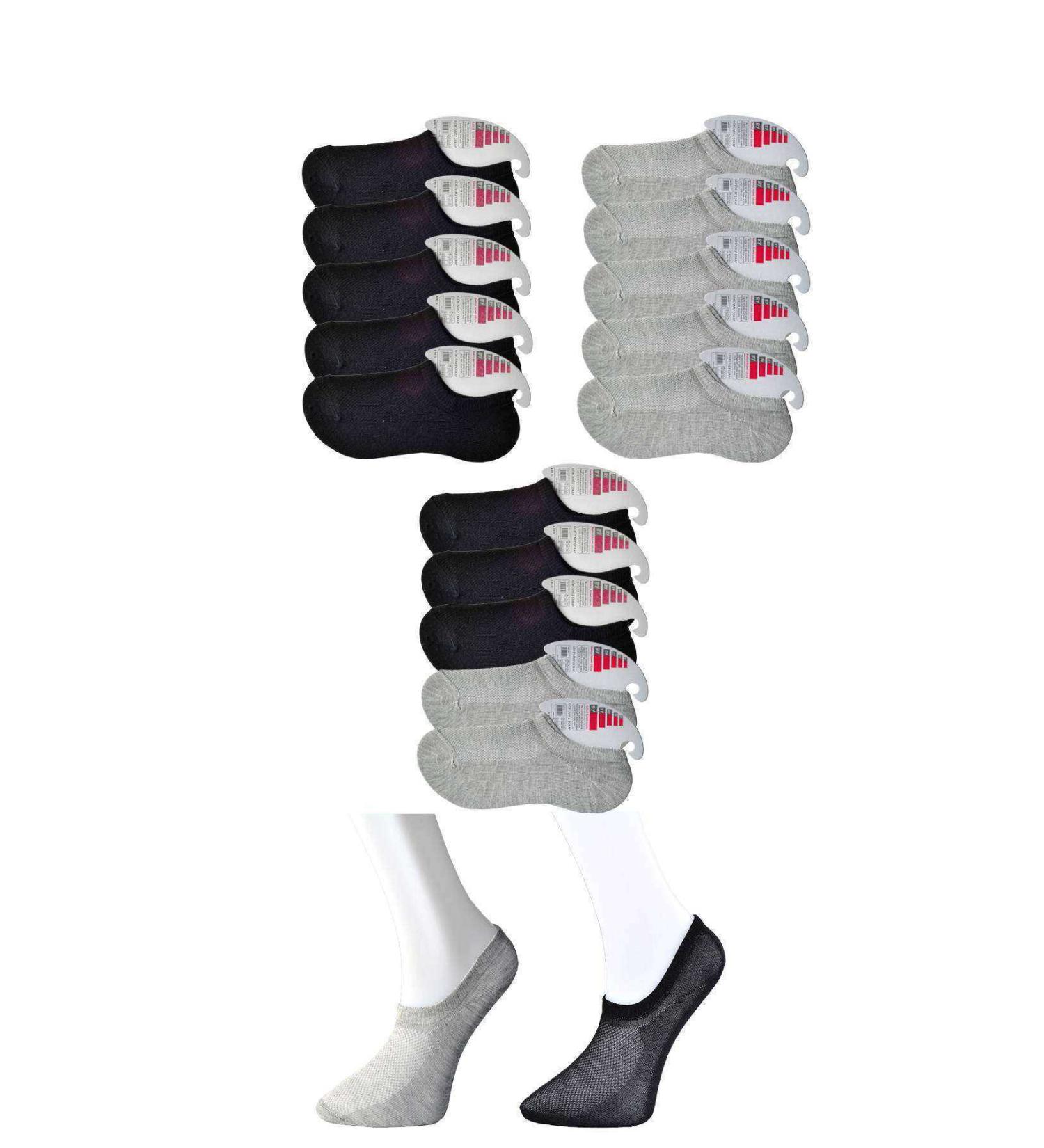 Skygo Black and Grey Women's Invisible Socks 15 pairs