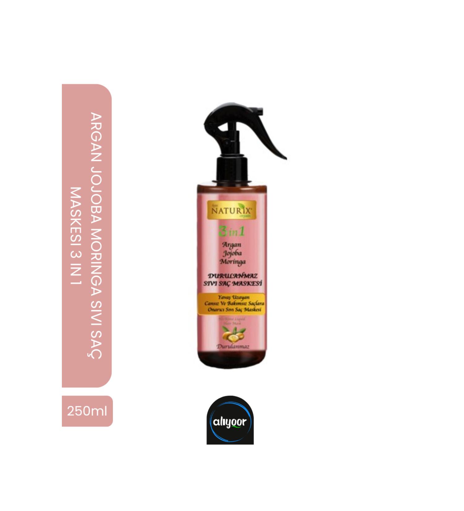 Naturix Argan Jojoba Moringa Oil 3in1 Liquid Hair Care Mask No Rinse For Lifeless And Unkempt Hair 250 Ml