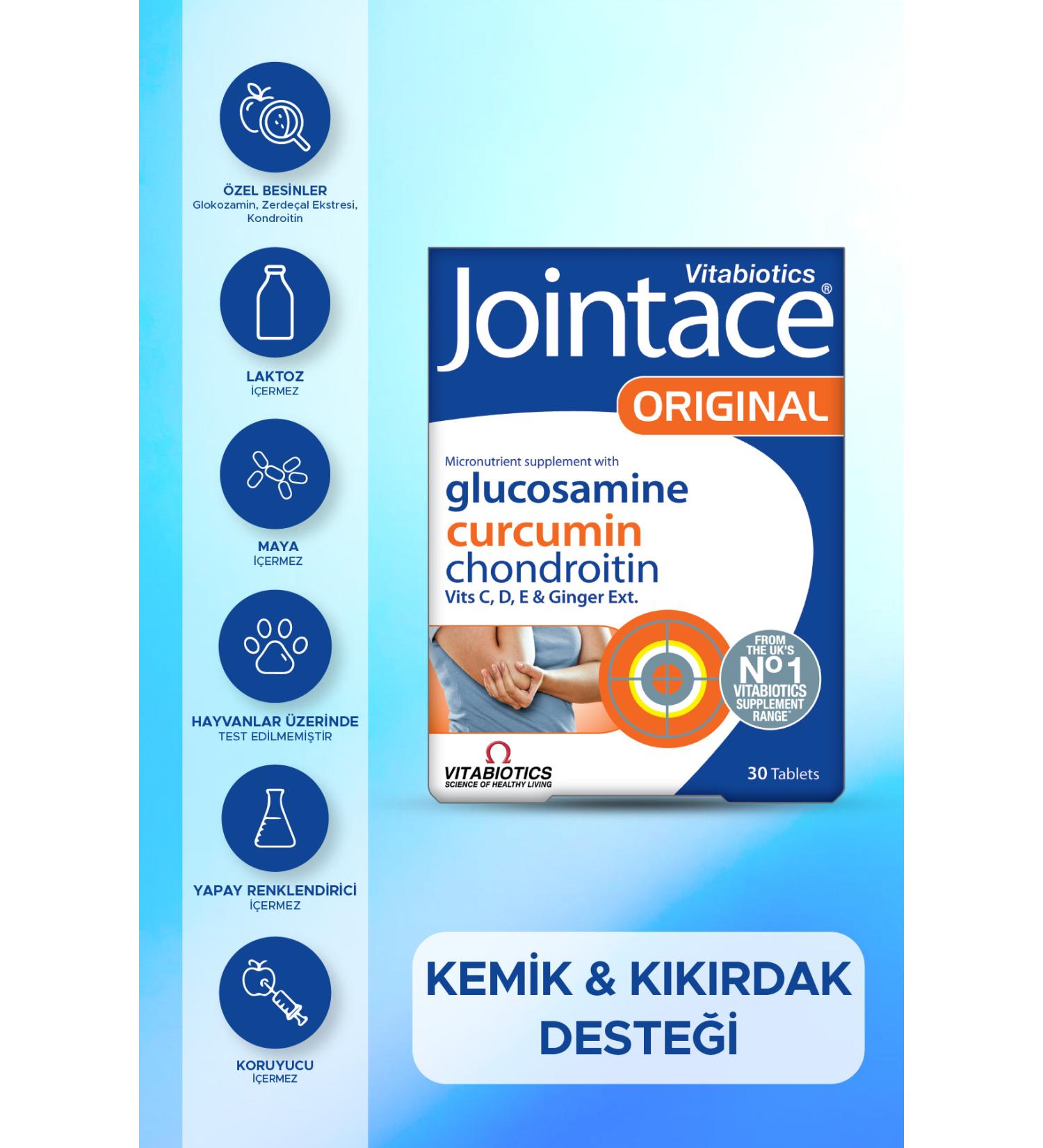 Jointace Glucosamine Chondroitin Vitamin D Curcumin Containing Bone Health Support Vitamin 30 Tablets
