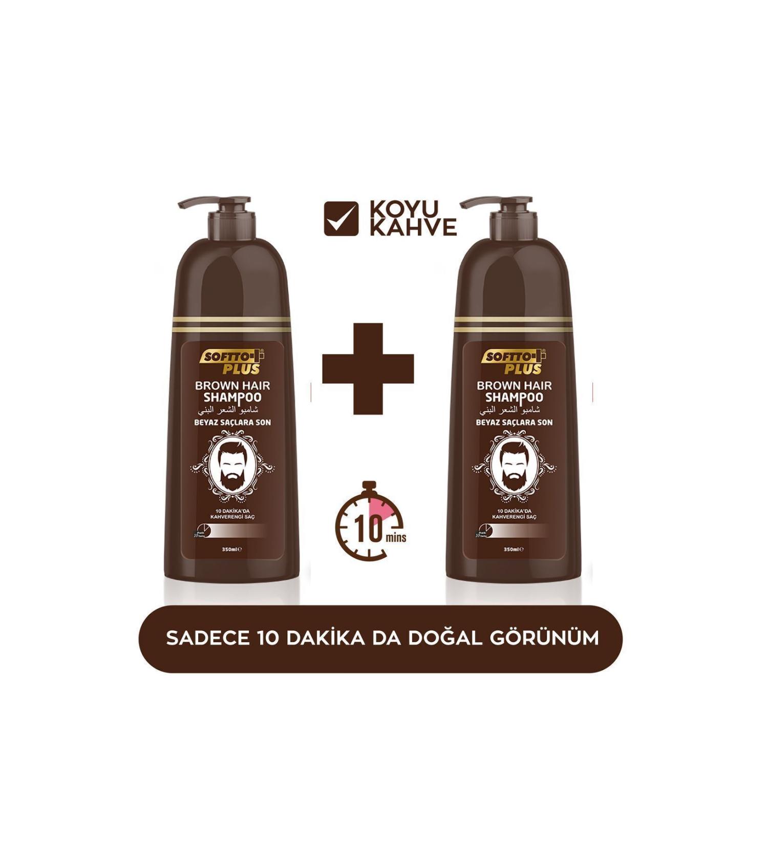 Softto Plus 2-Piece Brown Hair Shampoo The Way to Get Rid of White Hair 350 ml + 350 ml