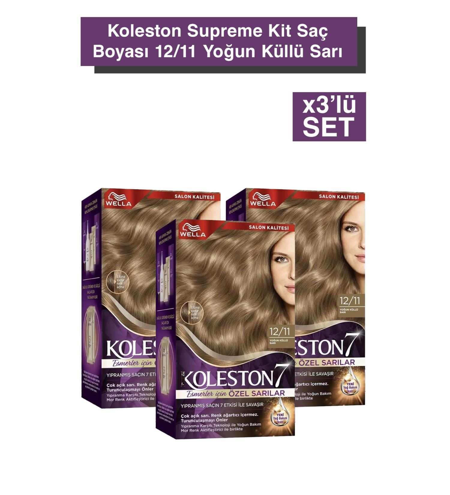 Wella Koleston Supreme Kit Hair Dye 12/11 Intense Ash Blonde X3 Set - Buy Online on GoSupps.com