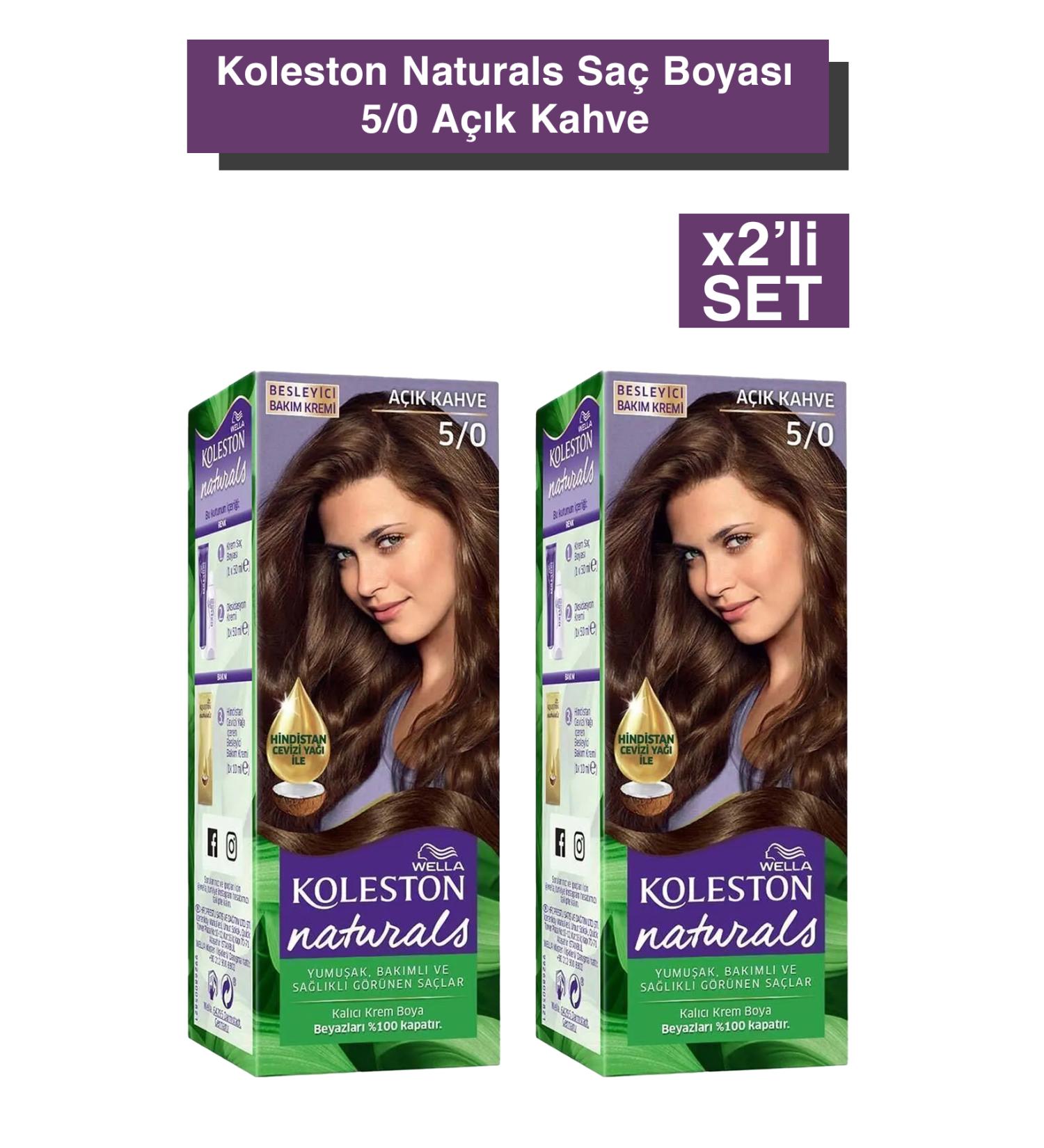 Wella Koleston Naturals Hair Dye 5/0 Light Brown X2 Set - Buy Online on GoSupps.com
