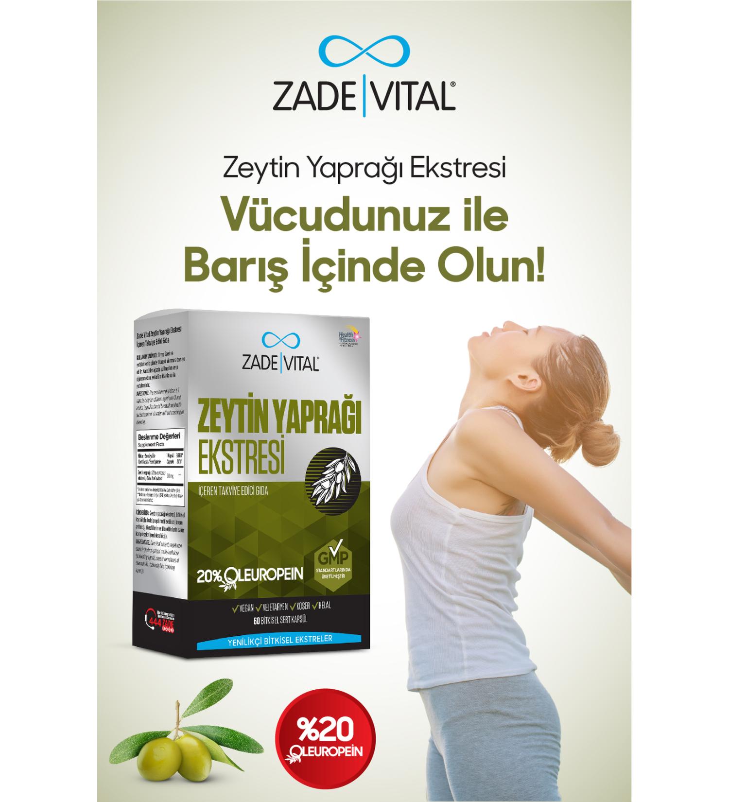 Zade Vital Olive Leaf Extract 60 Capsules - Buy Online on GoSupps.com