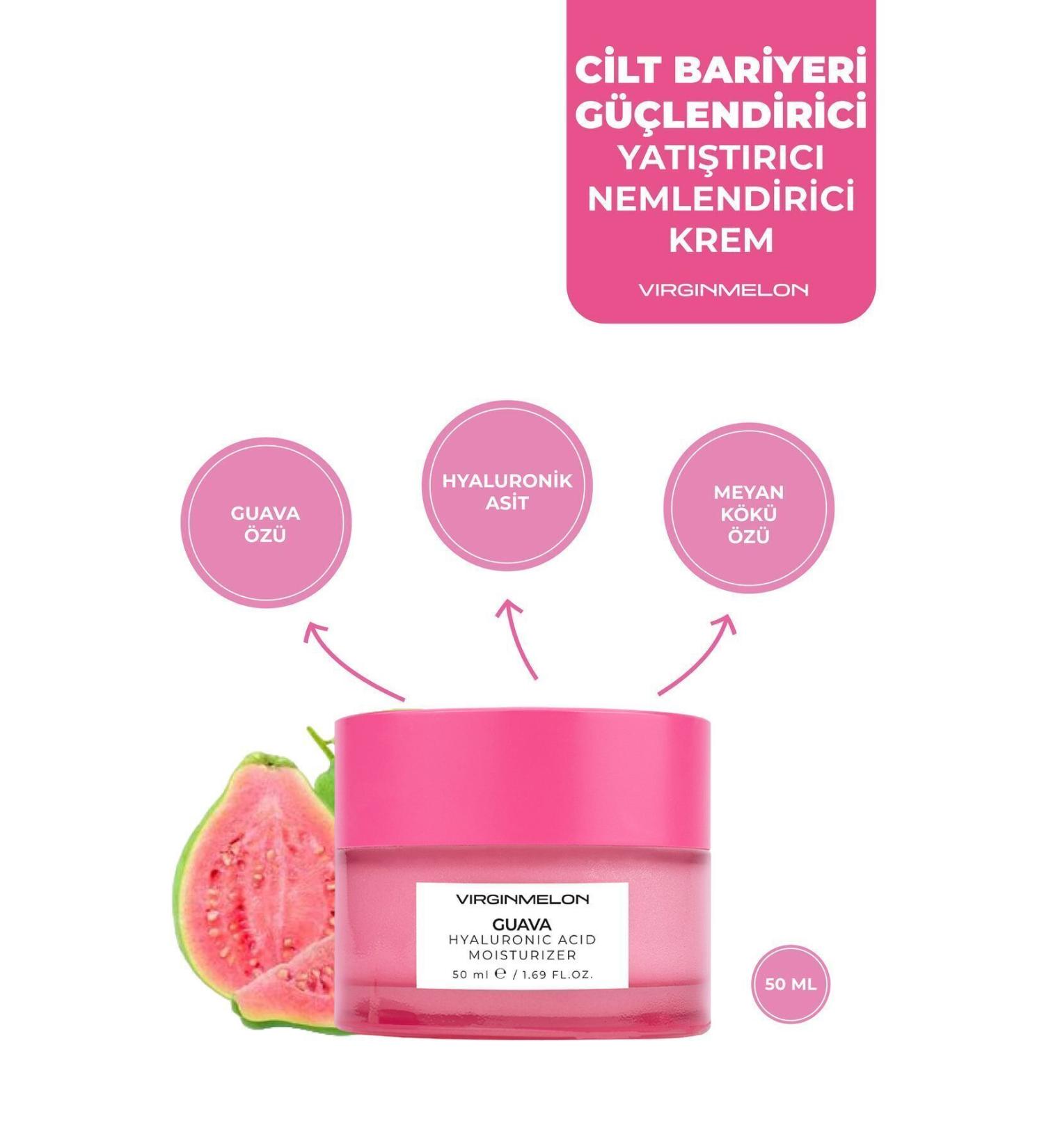 Virginmelon Guava Extract Hyaluronic Acid Skin Barrier Strengthening Soothing Moisturizing Cream 50 ml - Buy Online on GoSupps.com
