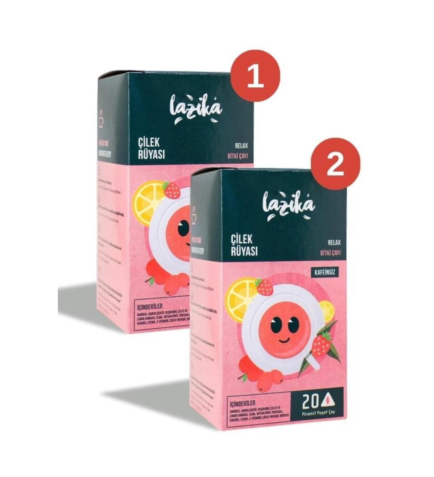LAZIKA (Set of 2) Strawberry Dream Herbal Tea 20 Pyramid Bags Decaffeinated Children's Tea - Buy Online on GoSupps.com