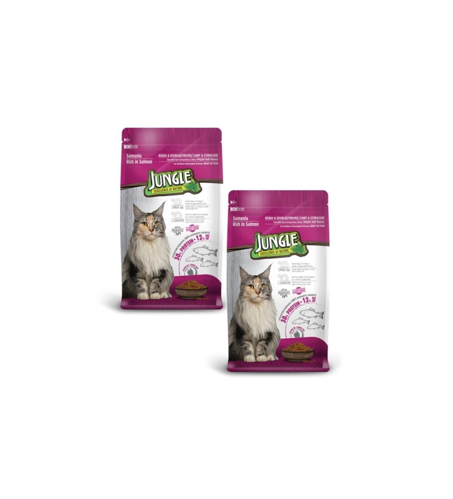 Jungle Salmon Sterilized Dry Cat Food 1.5kg X 2 Pieces
