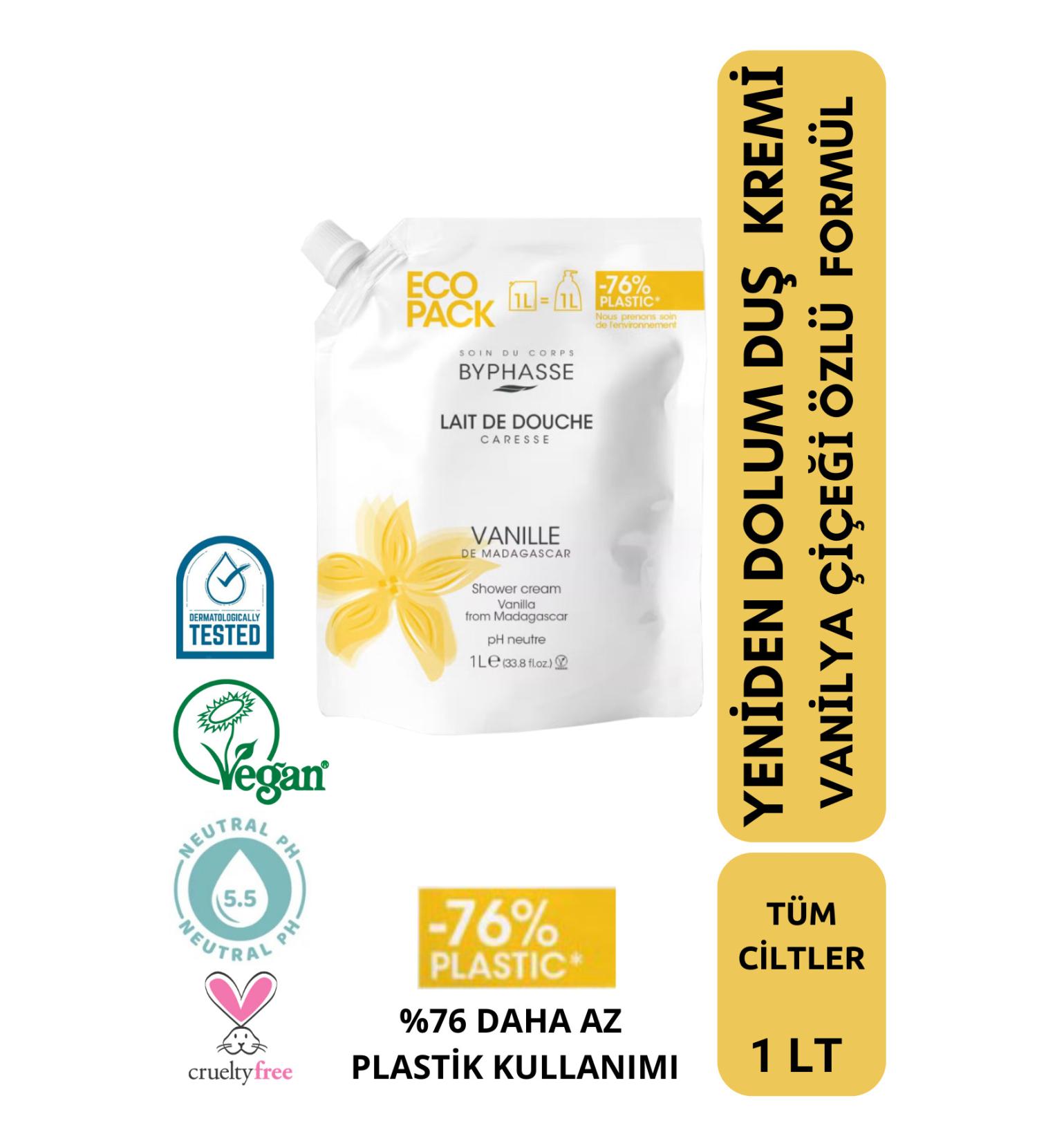 BYPHASSE Caresse Vanilla Flower Creamy Shower Gel Economic Refill Pack 1000ml