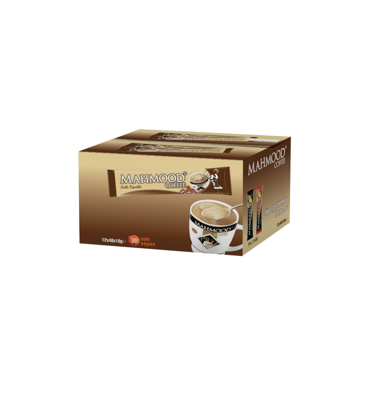Mahmood Coffee Mahmood 3in1 Milk Foam Instant Coffee 48 Pieces X 18 gr (1 box - 12 pieces) - Buy Online on GoSupps.com