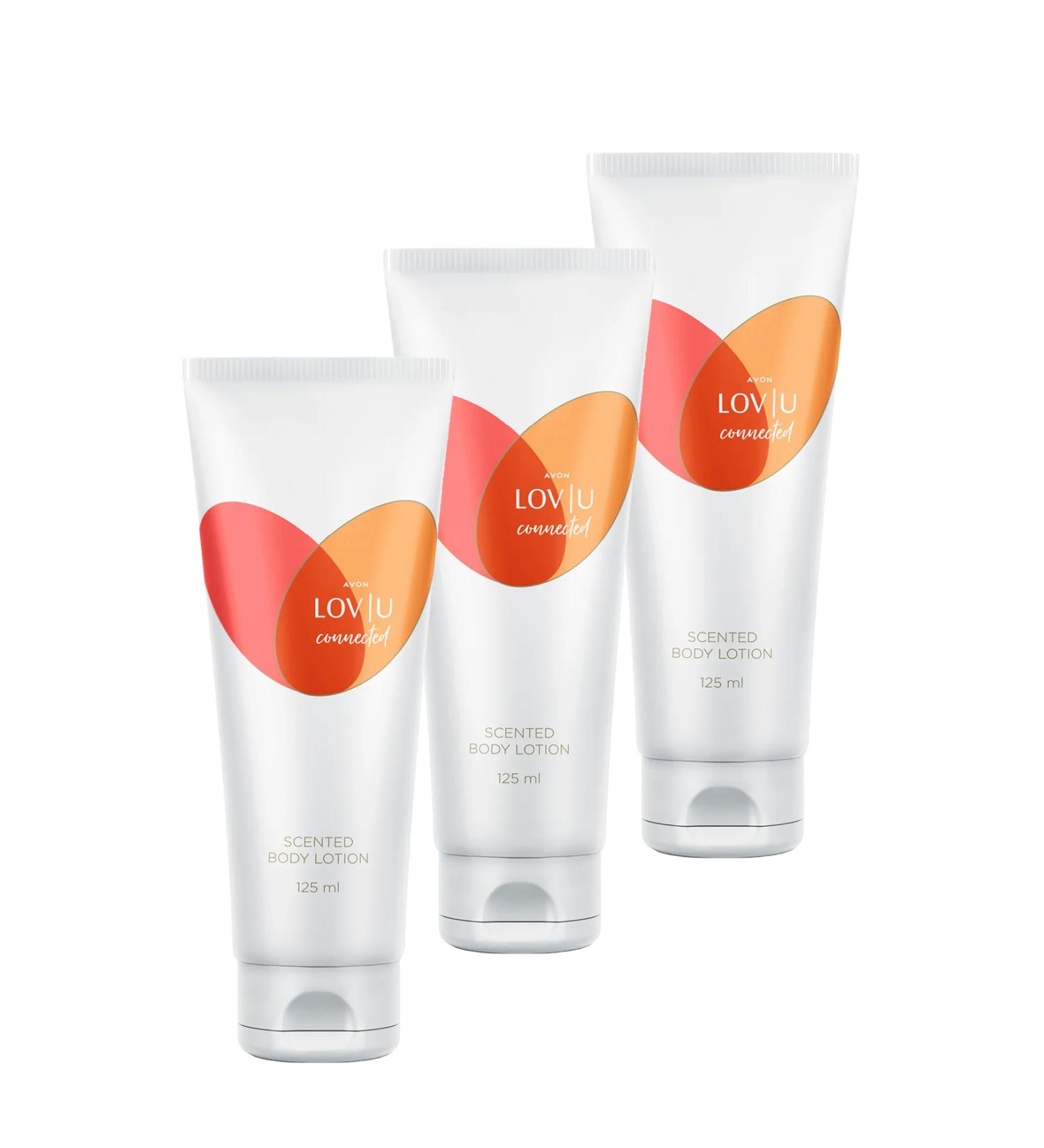 Avon Lov U Connected Women's Body Lotion 125 Ml. Set of Three