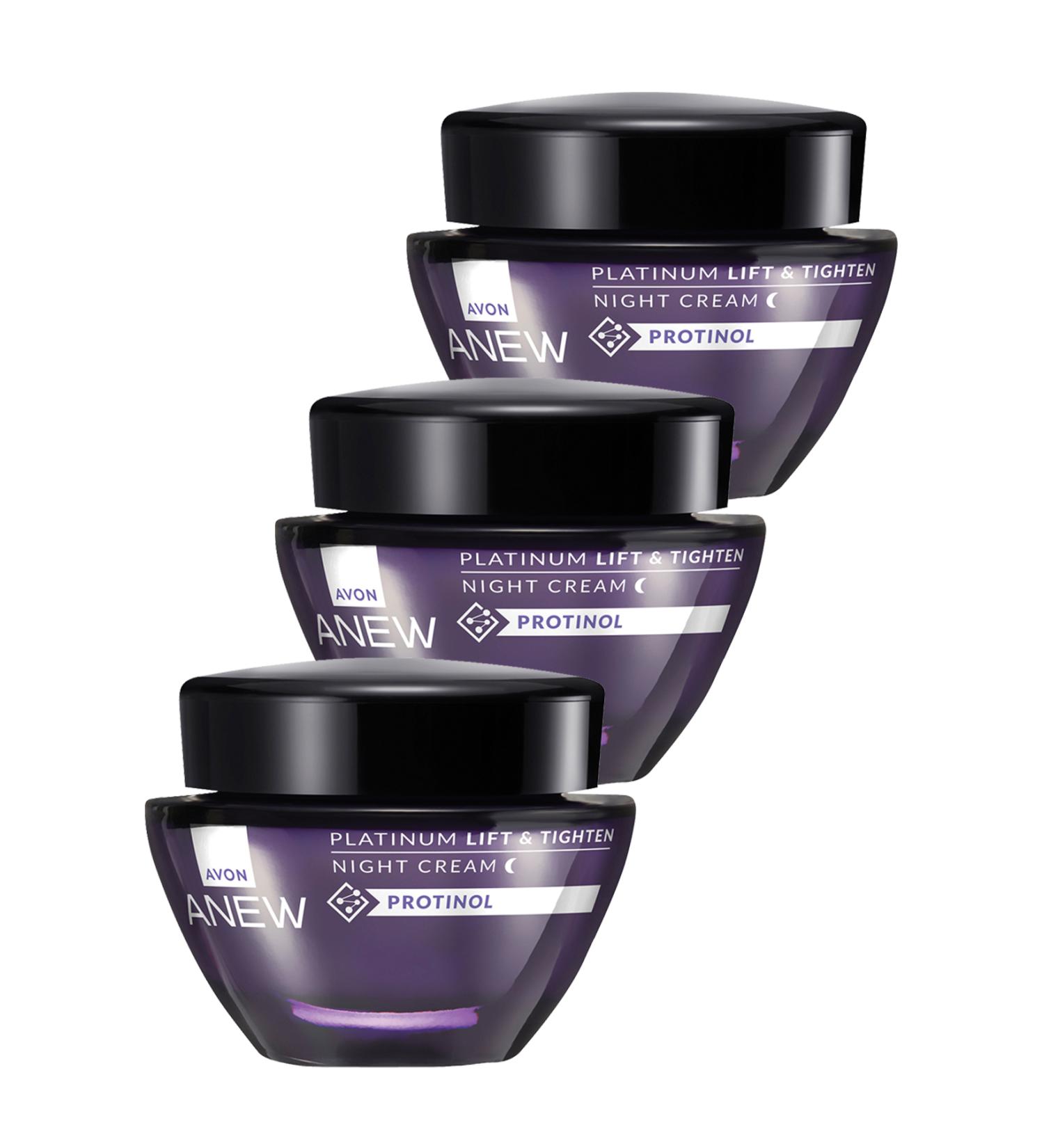 Avon Anew Platinum Lift & Tighten Night Cream 50 Ml. Triple Set - Buy Online on GoSupps.com