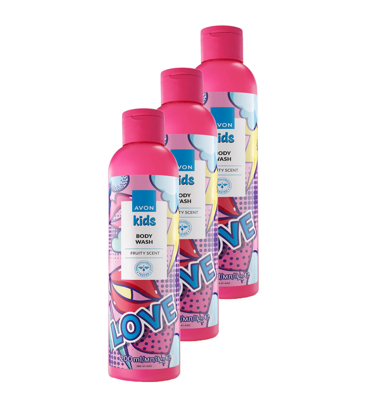 Avon Kids Love Fruit Scented Body Wash for Children 200 Ml. Set of Three - Buy Online on GoSupps.com