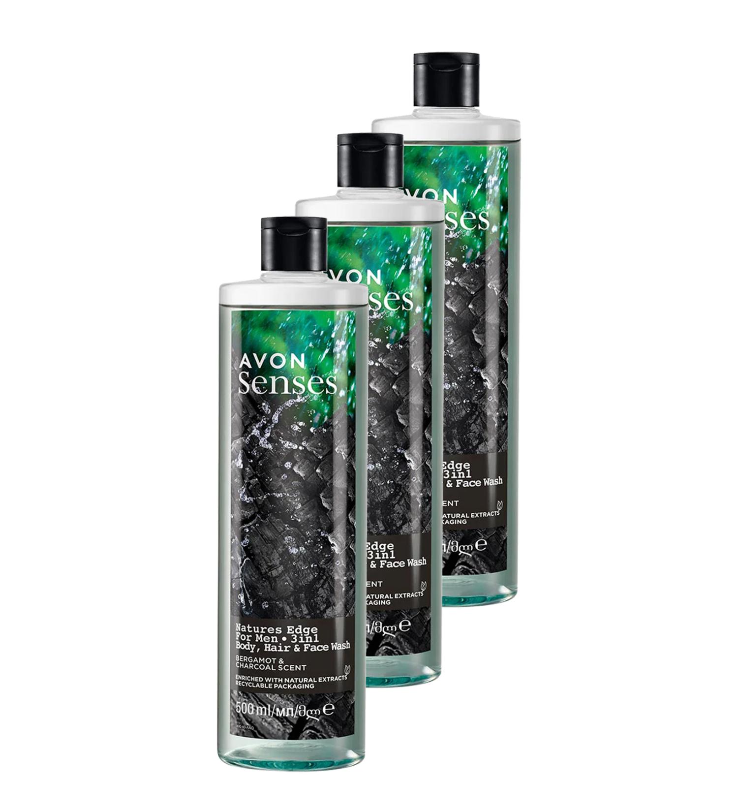 Avon Senses Natures Edge Men's Hair Body and Face Wash 500 Ml. Triple Set - Buy Online on GoSupps.com