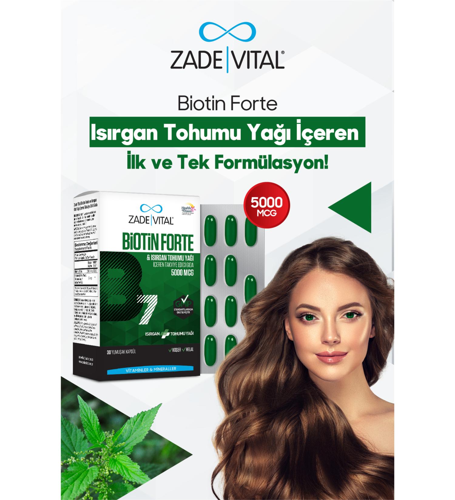 Zade Vital Biotin Forte 5000 Mg 30 Softgels