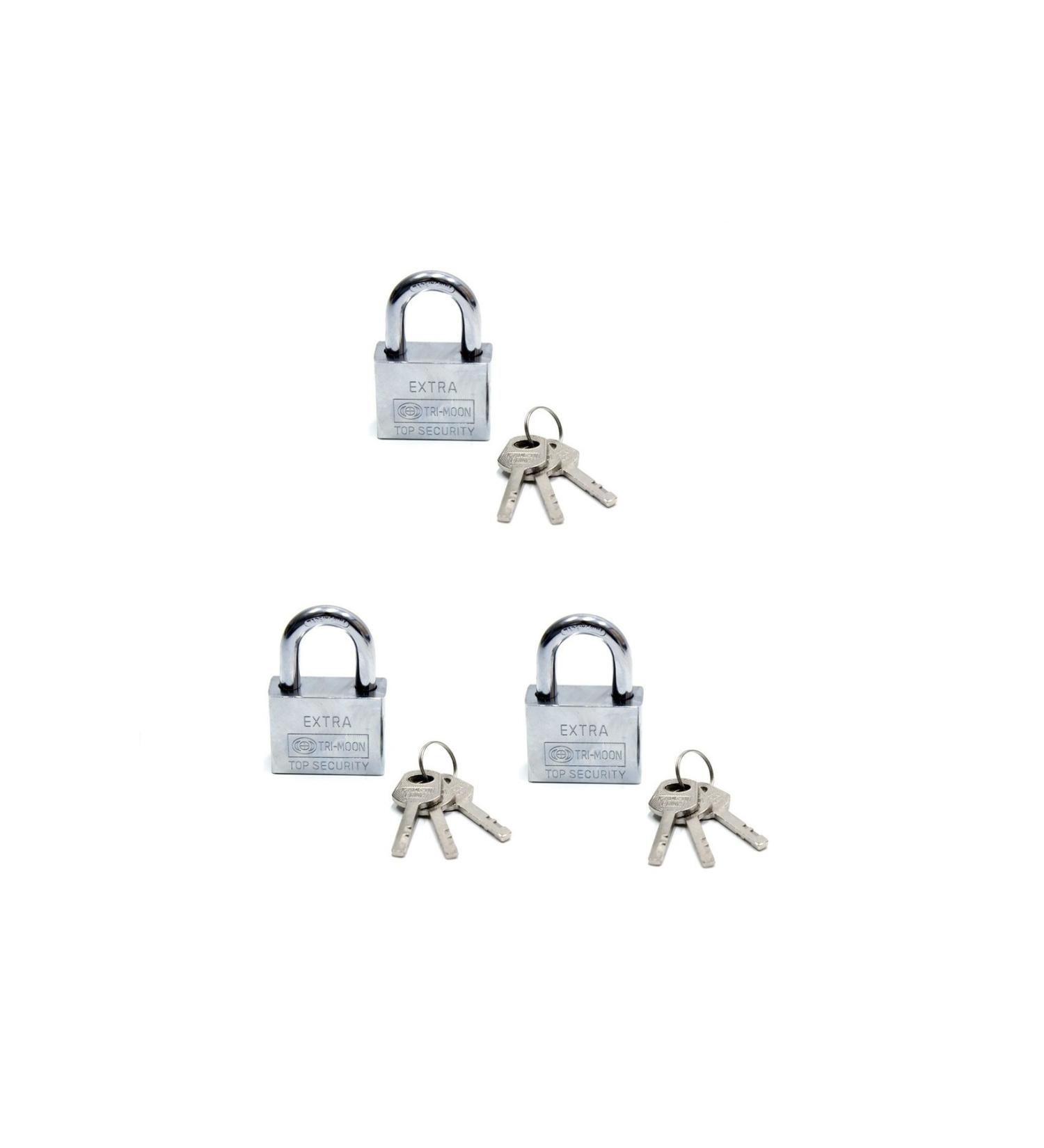 Skygo Smart Keyed Padlock Set of 3 - Mastercare Tri-moon Master Keyed 3-Piece Steel Padlock