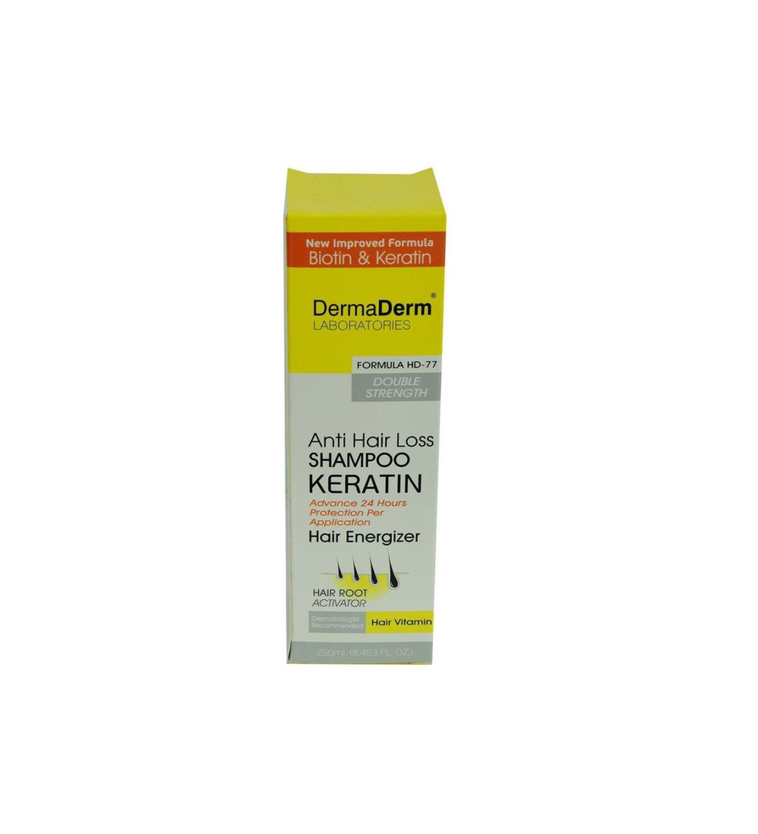 DermaDerm Anti Hair Loss HD-77 Biotin Keratin Shampoo 250ml - Buy Online on GoSupps.com