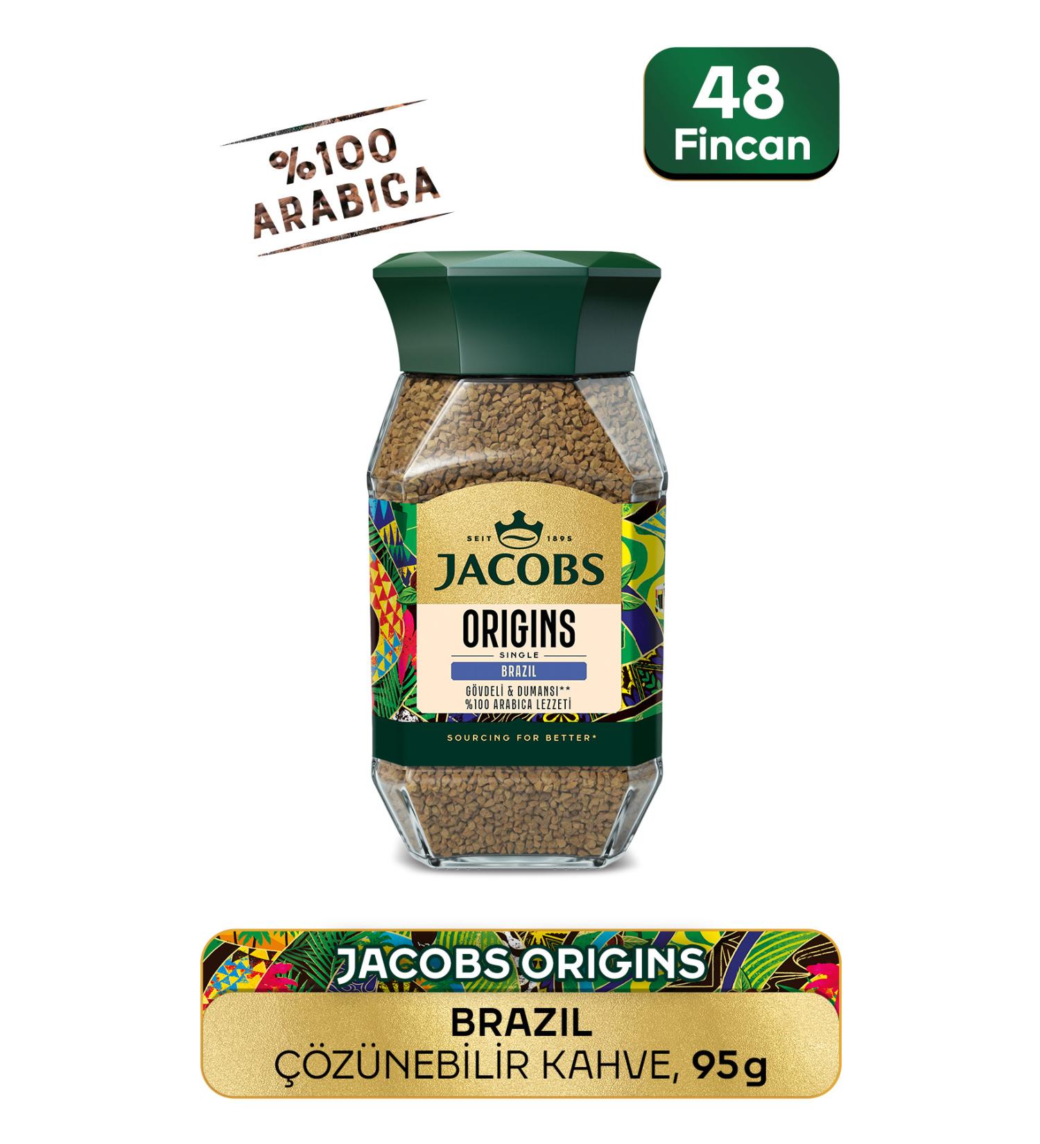 Jacobs Origin Brazil Granulated Coffee Glass Jar 95 gr