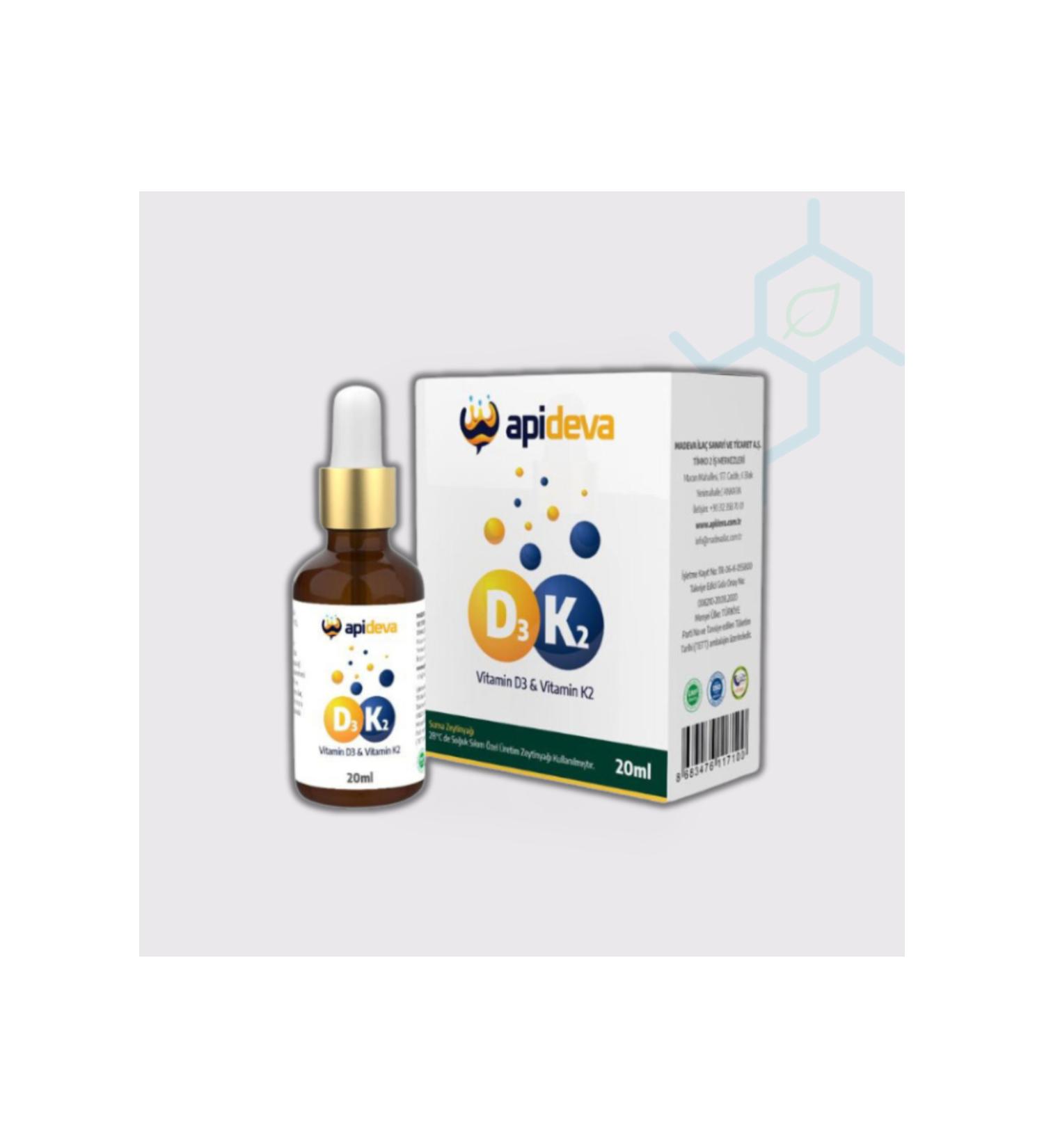 apideva BSP1AP1D3K2 Apideva D3 Vitamin K2 20ml - Buy Online on GoSupps.com