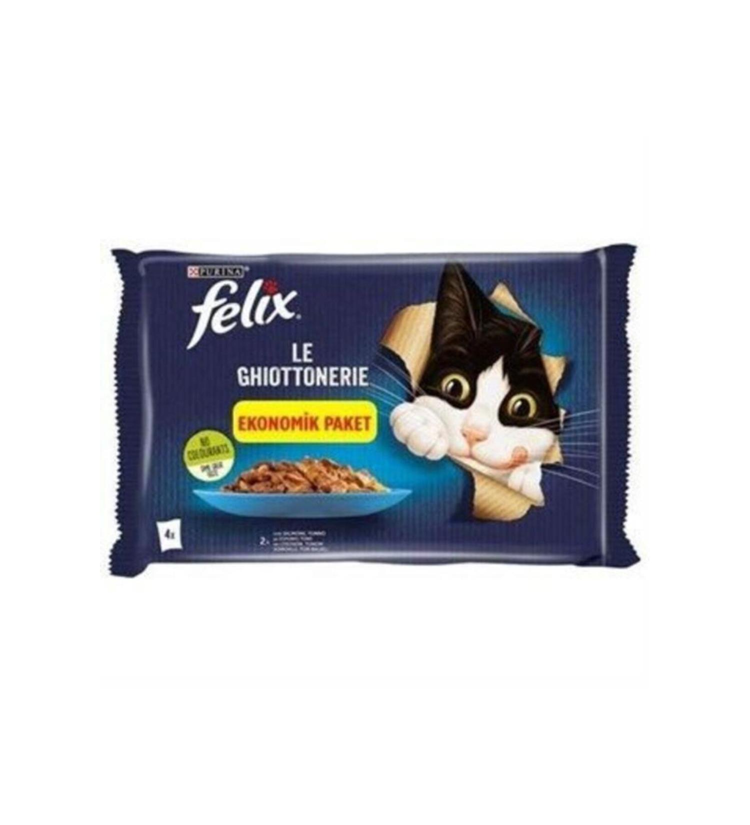FELIX Adult Cat Canned Food with Salmon and Tuna 4 X 85 gr (stt.08/2025) - Petshopundan