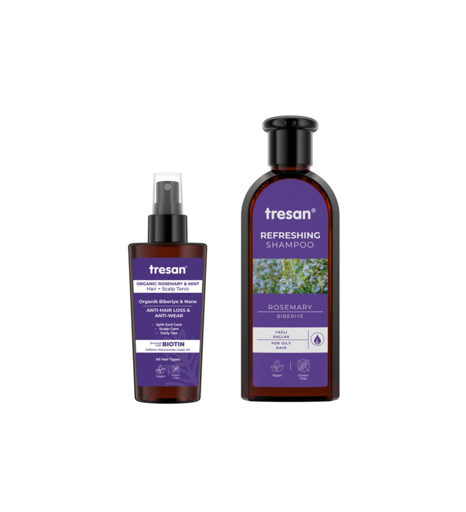Tresan Rosemary Revitalizing Care Shampoo 300 ml And Rosemary Hair Tonic 125 ml - Buy Online on GoSupps.com
