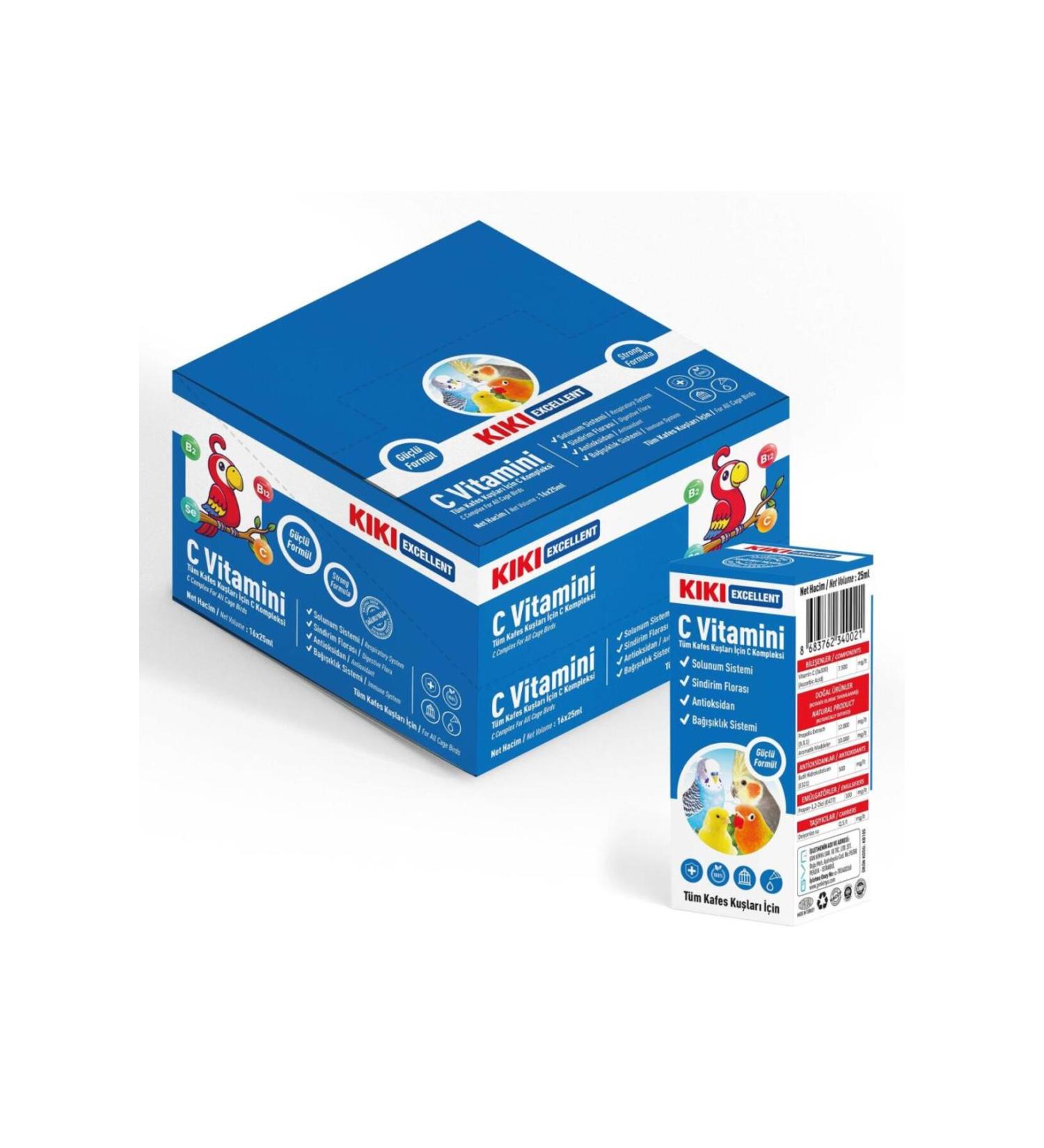 Furlo KIKI Excellent Bird Vitamin C 25 ml. 16 Pieces (Box) - Petshopundan