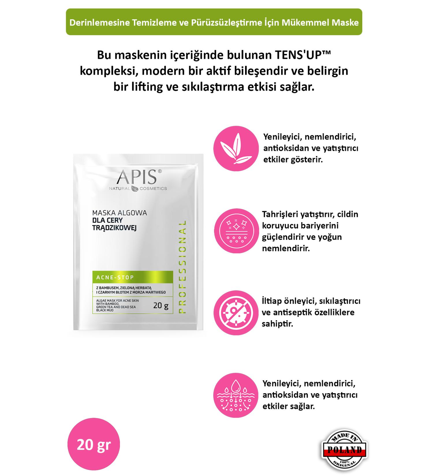 Apis Natural Cosmetics Acne - Algae Mask - 20gr - Buy Online on GoSupps.com