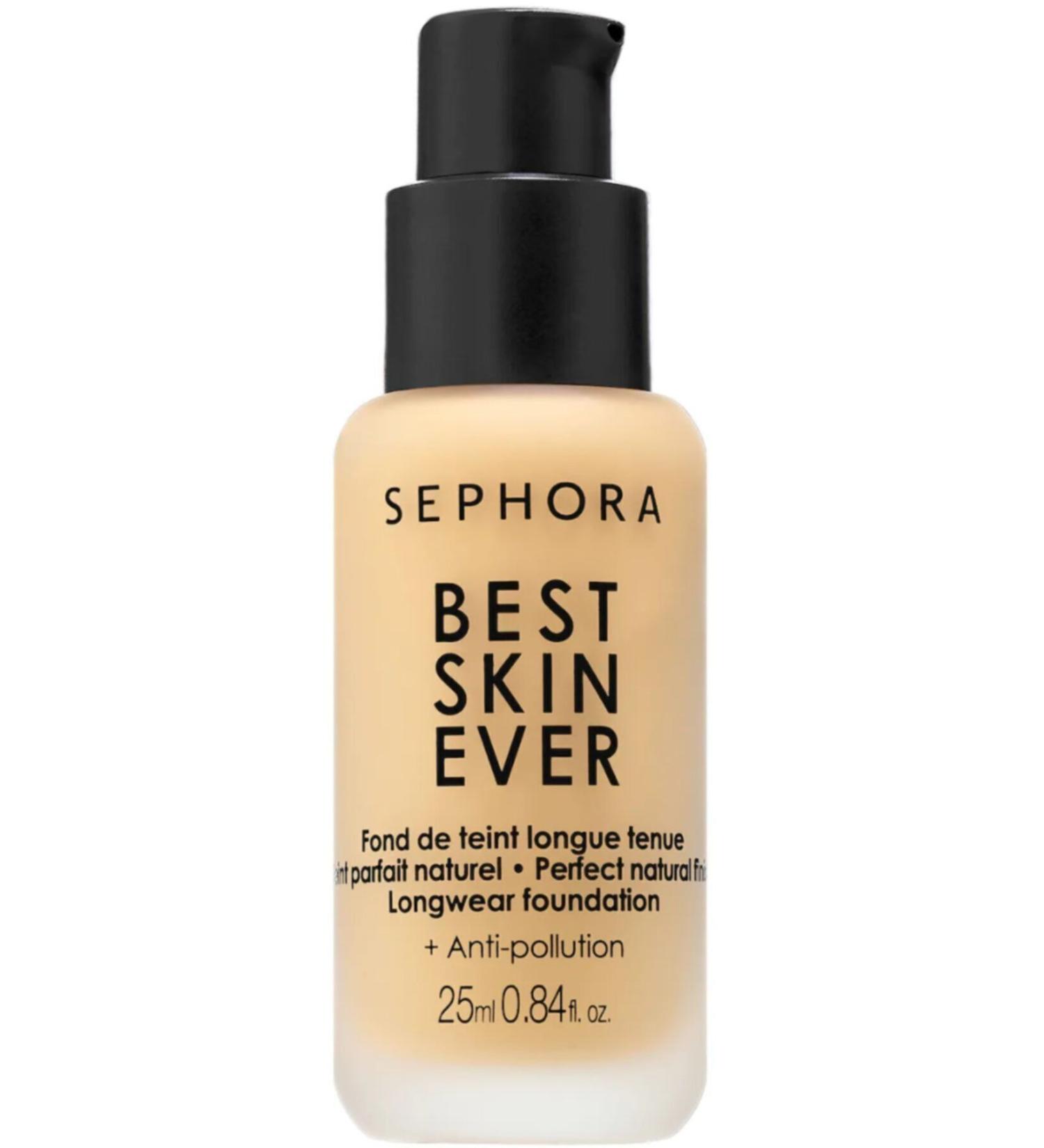 Sephora Best Skin Ever Liquid Foundation Texture: Liquid Coverage: Medium Finish: Satin Skin Type: All Skin Types