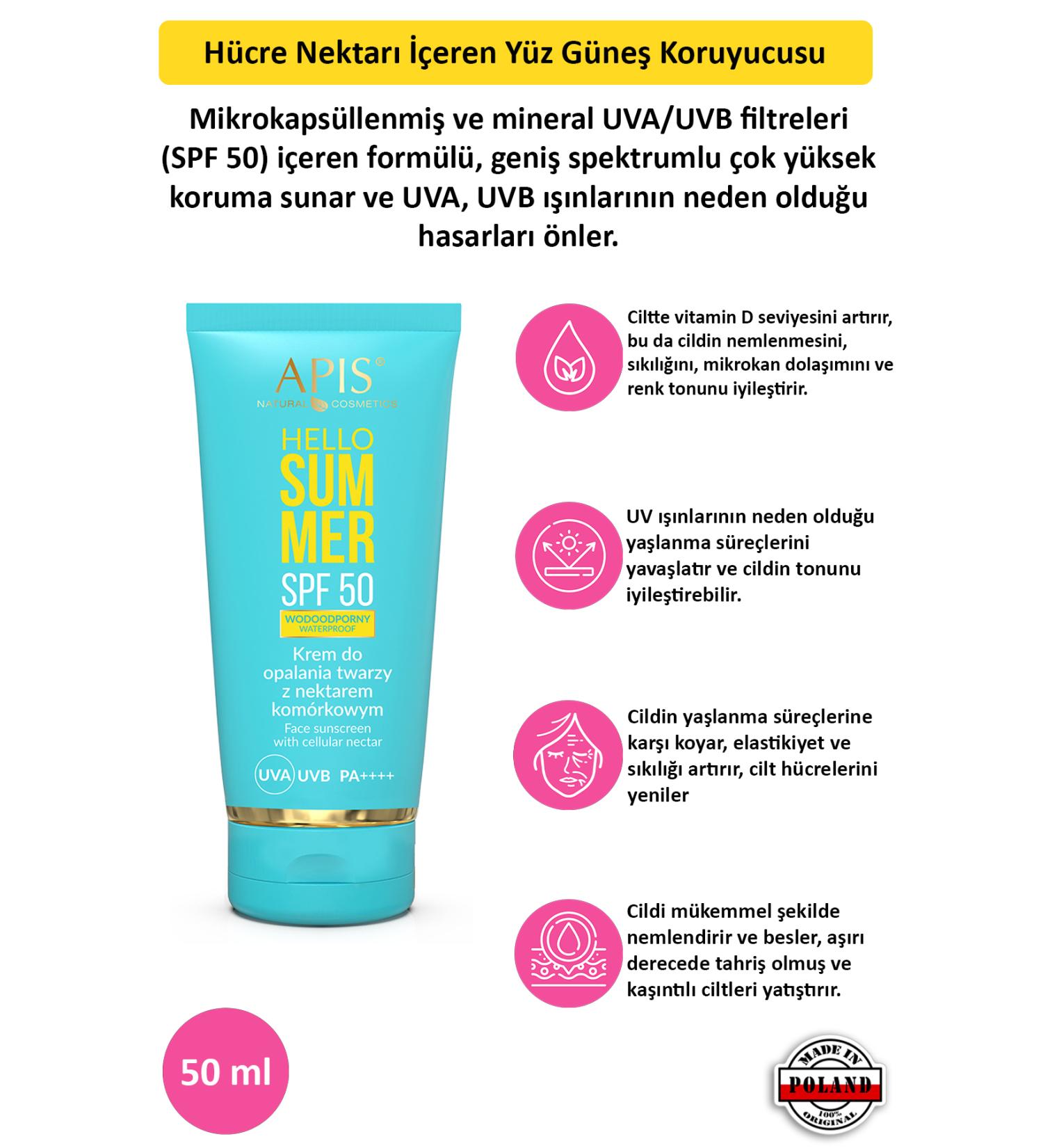 Apis Natural Cosmetics Cell Nectar Face Sunscreen SPF 50 - 50ml - Buy Online on GoSupps.com